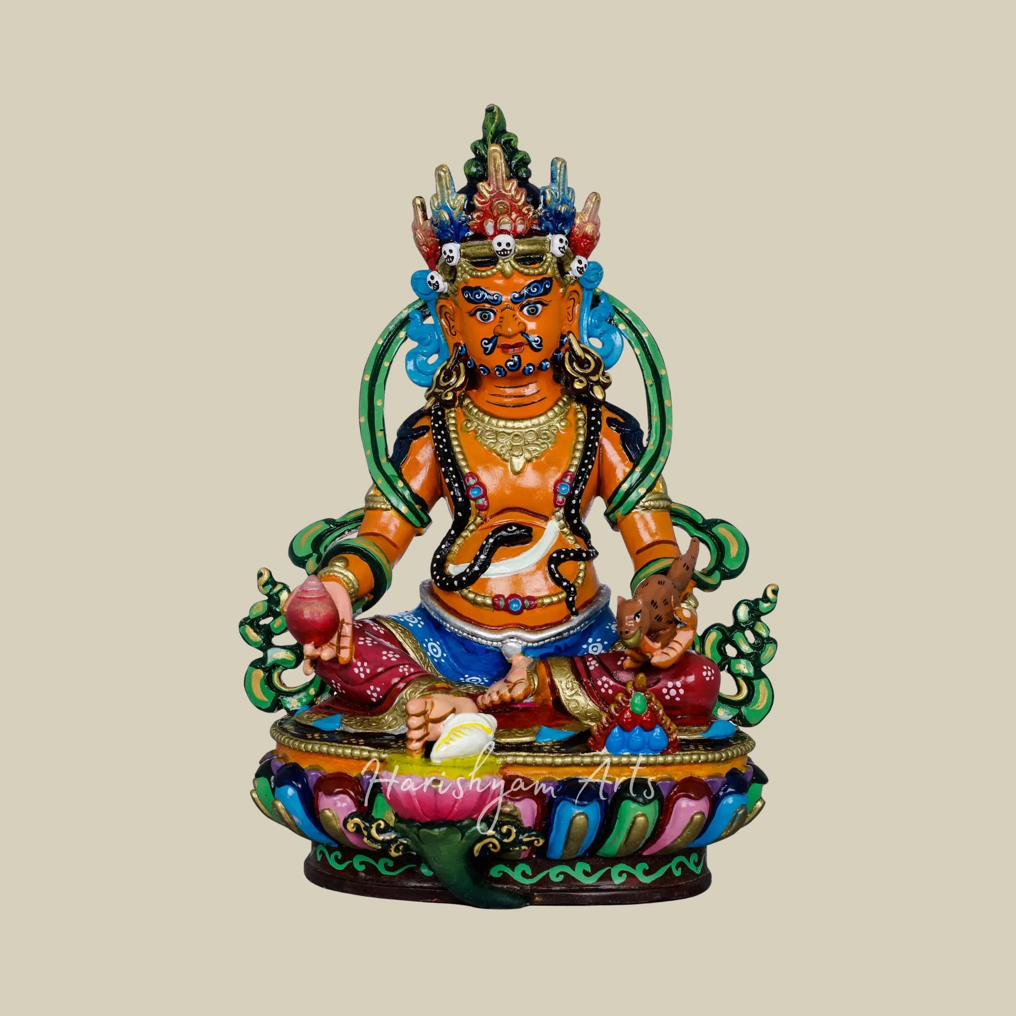 9" Prosperity Lord Kubera Copper Statue Handcrafted in Nepal