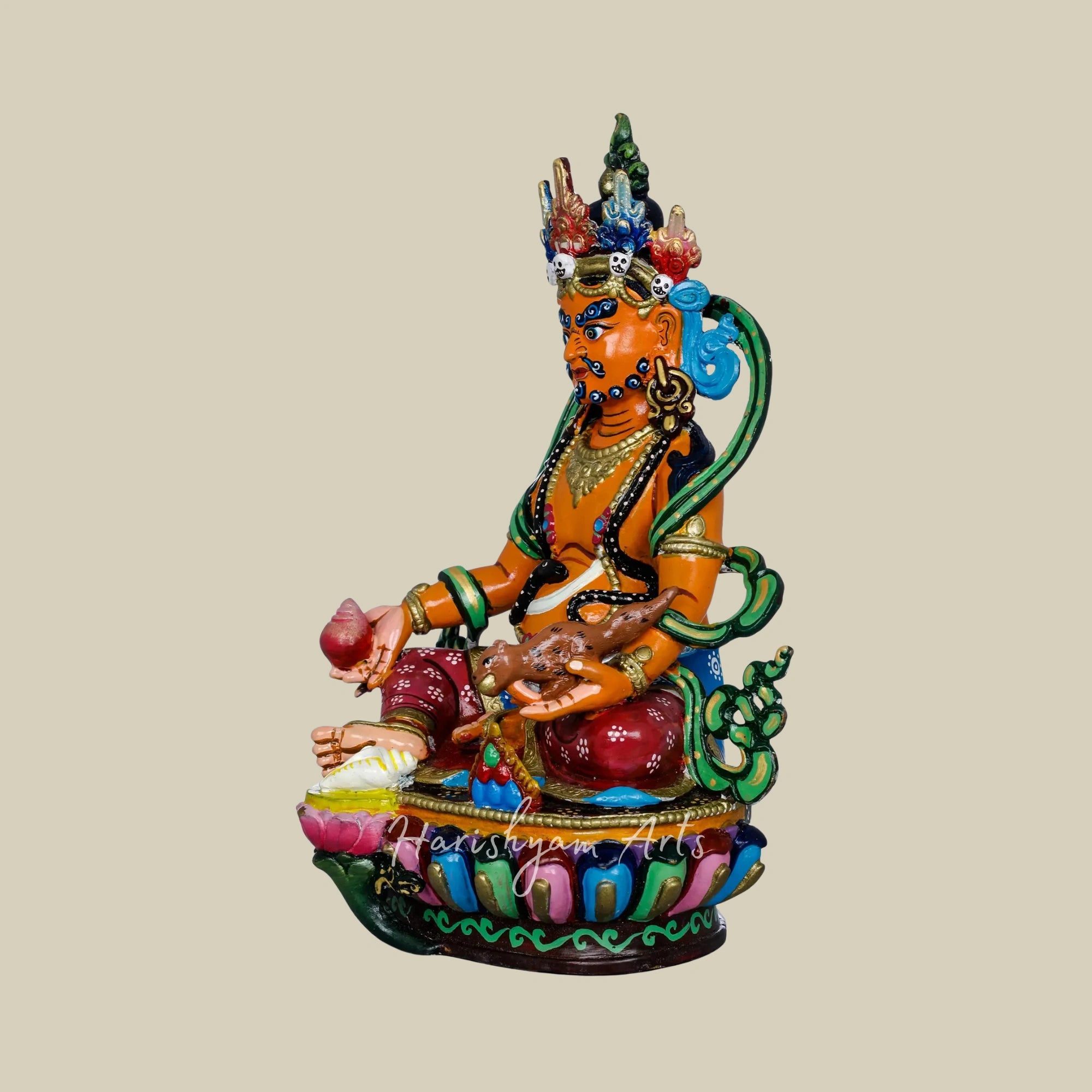 9" Prosperity Lord Kubera Copper Statue Handcrafted in Nepal