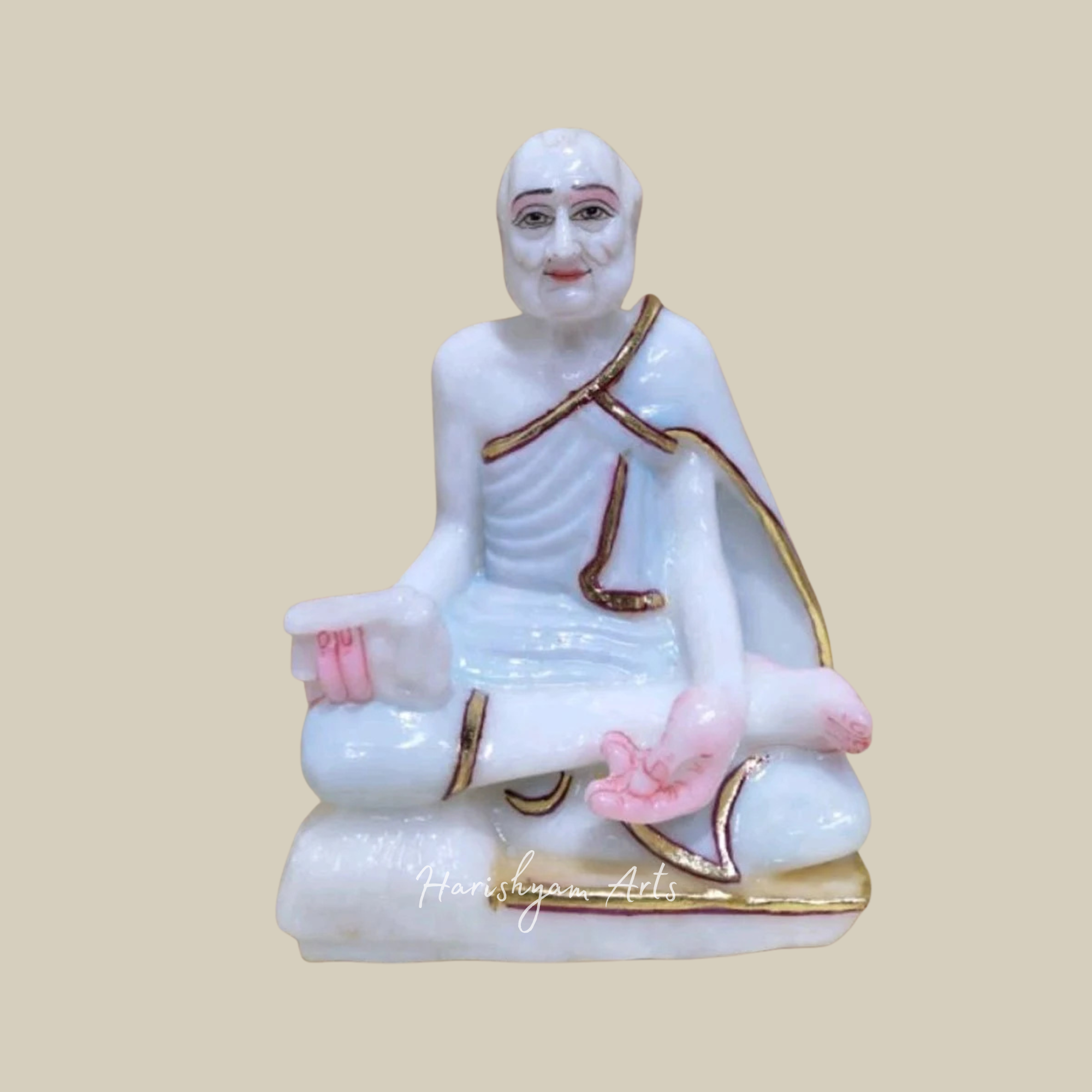 9" Religious White Marble Rajendra Suri Ji Murti Online