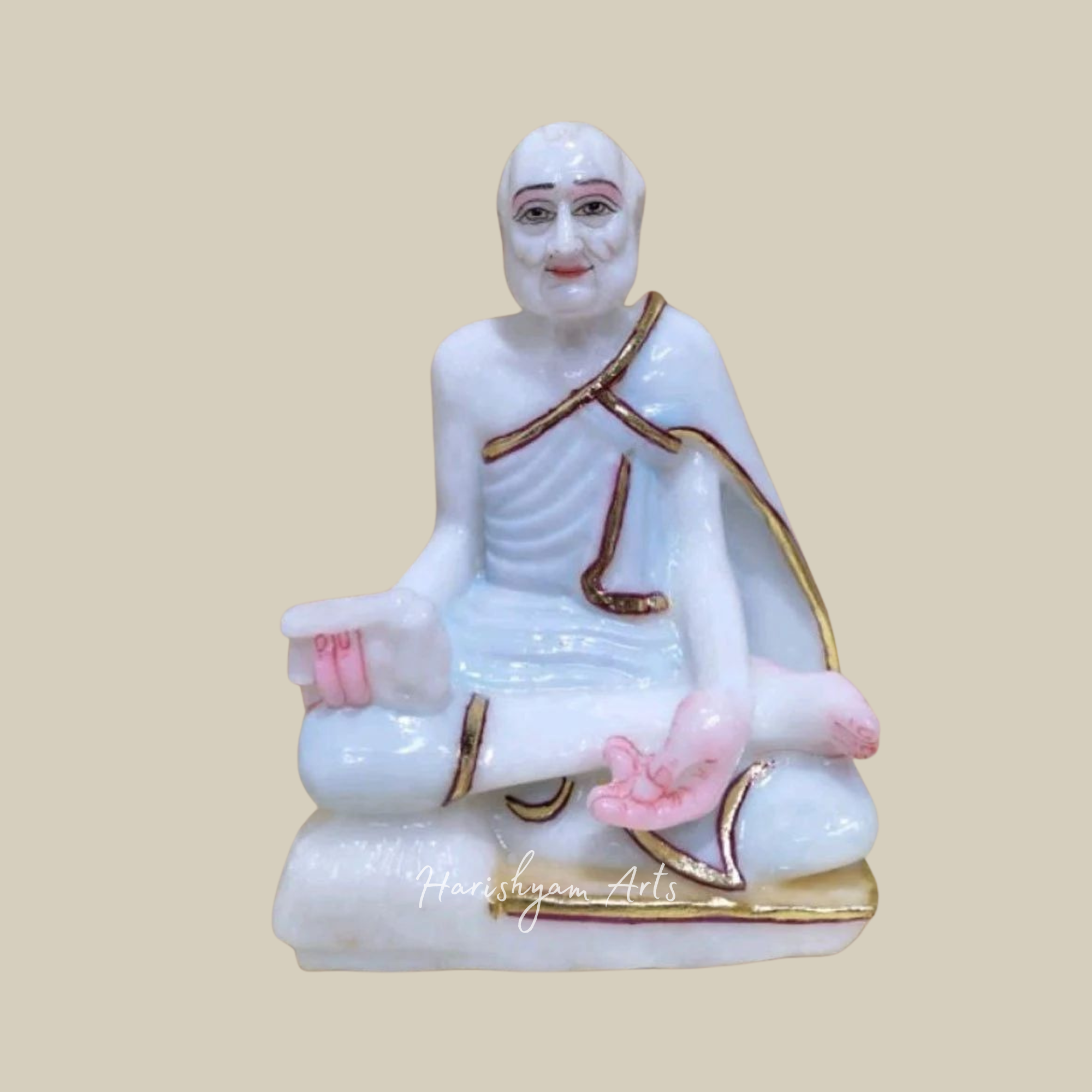 9" Religious White Marble Rajendra Suri Ji Murti Online