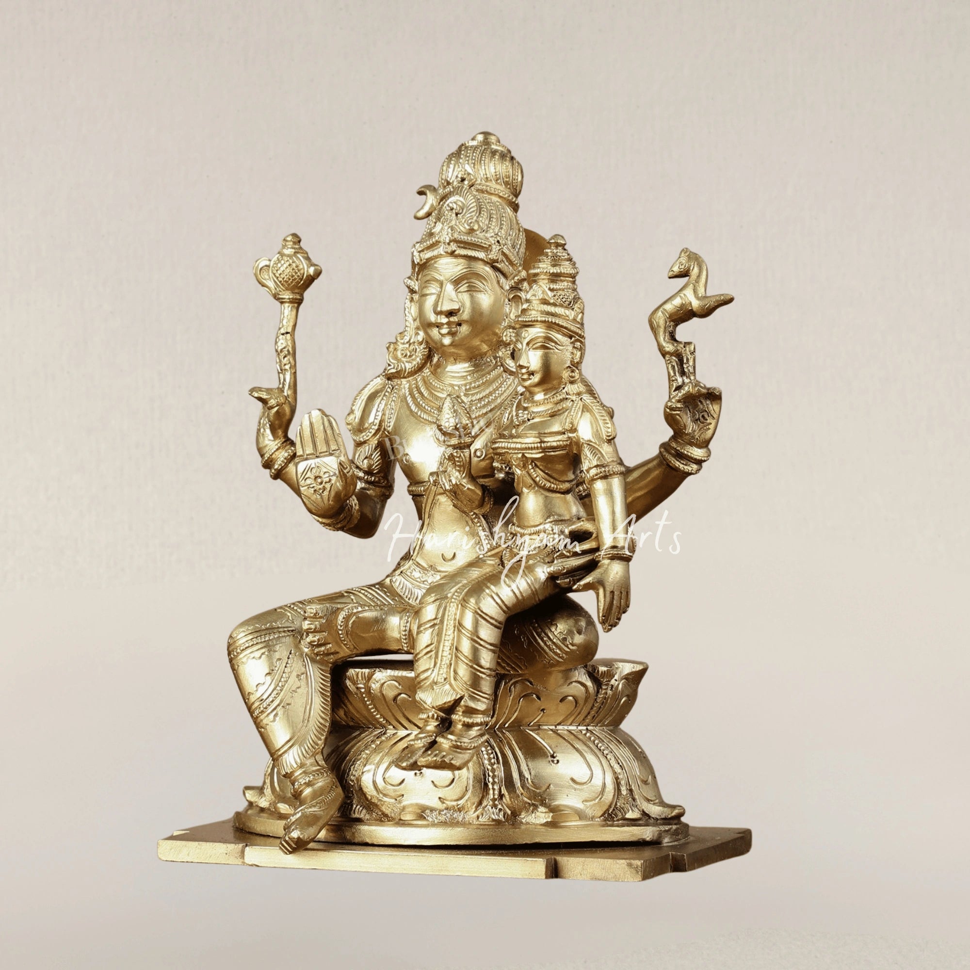 9" Sacred Shiva Parvati Panchaloha Bronze Divine Couple Murti