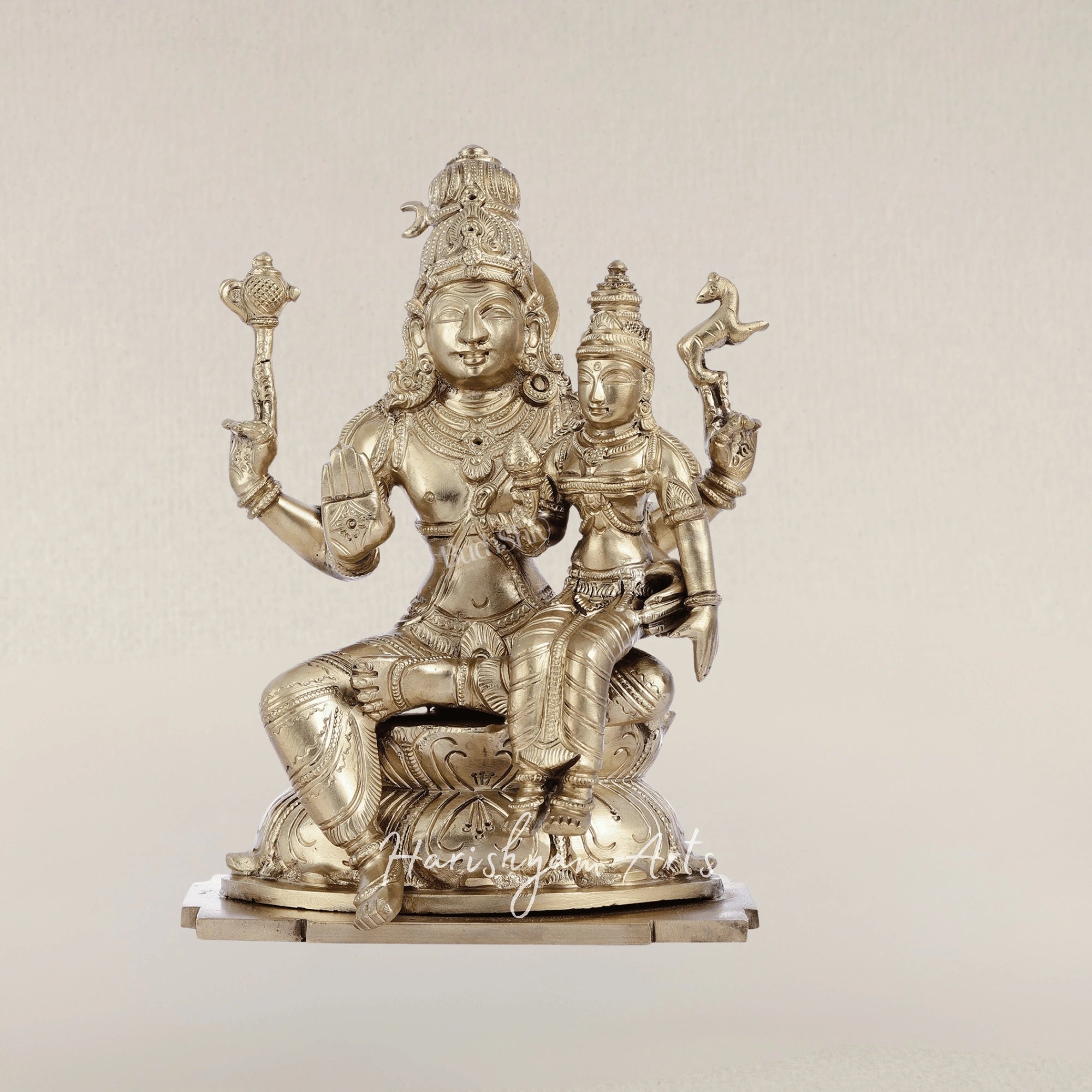 9" Sacred Shiva Parvati Panchaloha Bronze Divine Couple Murti