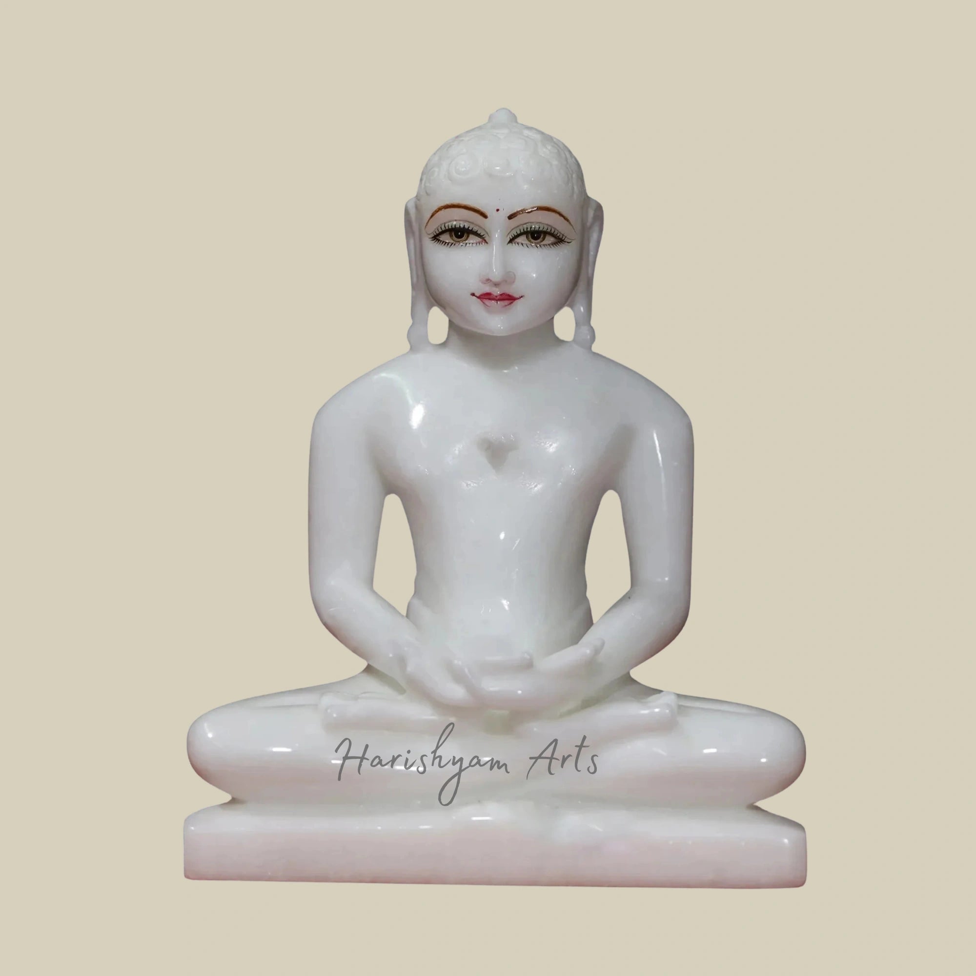 9" Sacred Vardhamana Mahavir Jain Marble Statue for Mandir Décor