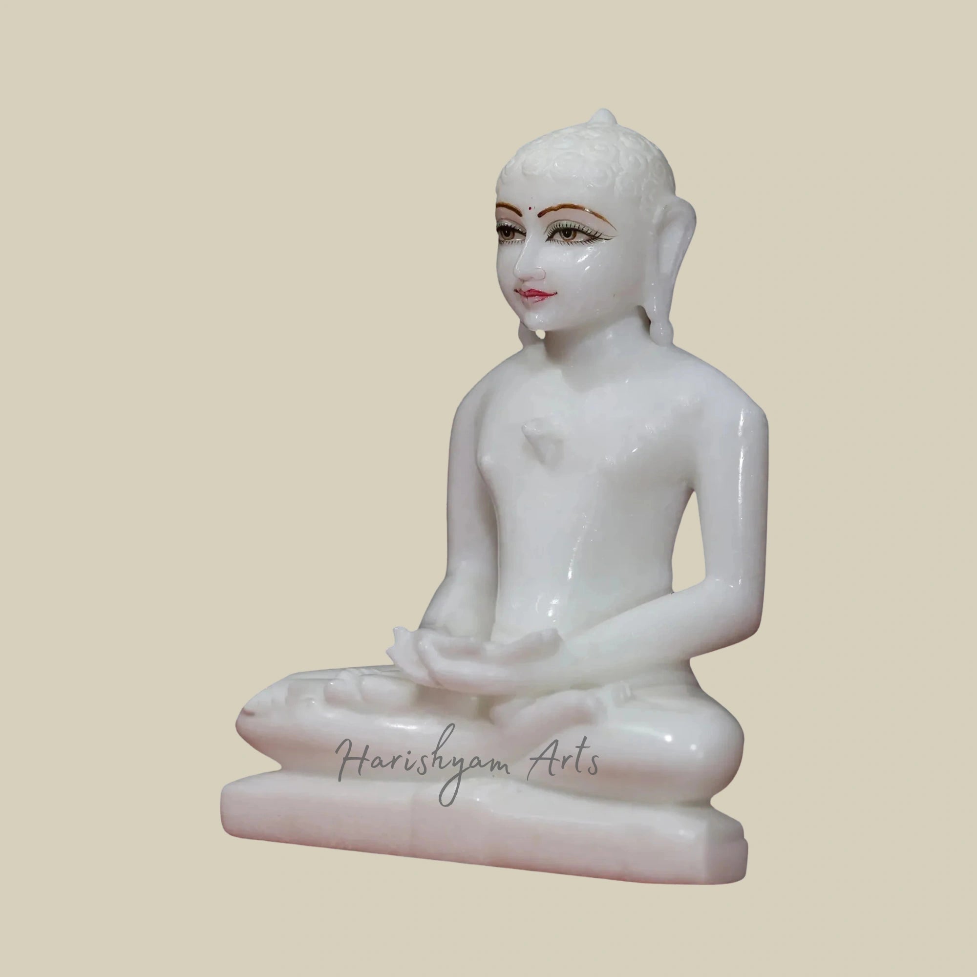 9" Sacred Vardhamana Mahavir Jain Marble Statue for Mandir Décor2