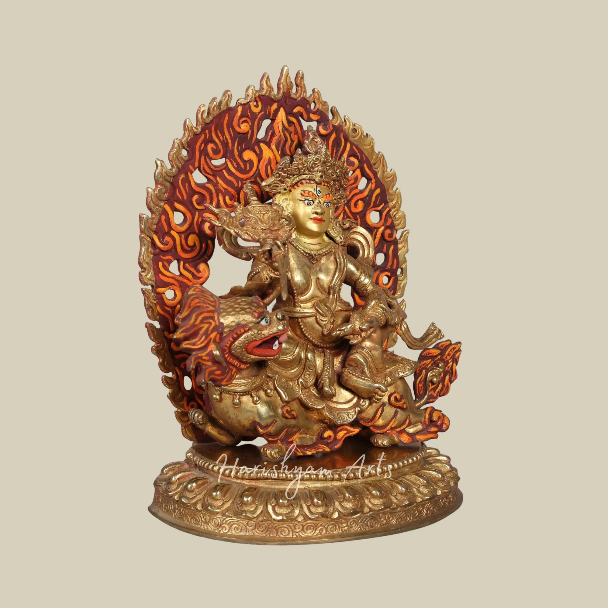9" Singh Kubera Buddhist Sculpture in Handcrafted Nepalese Copper