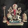 9" Superfine Brass Durga Maa Idol with Stonework for Navratri Pooja