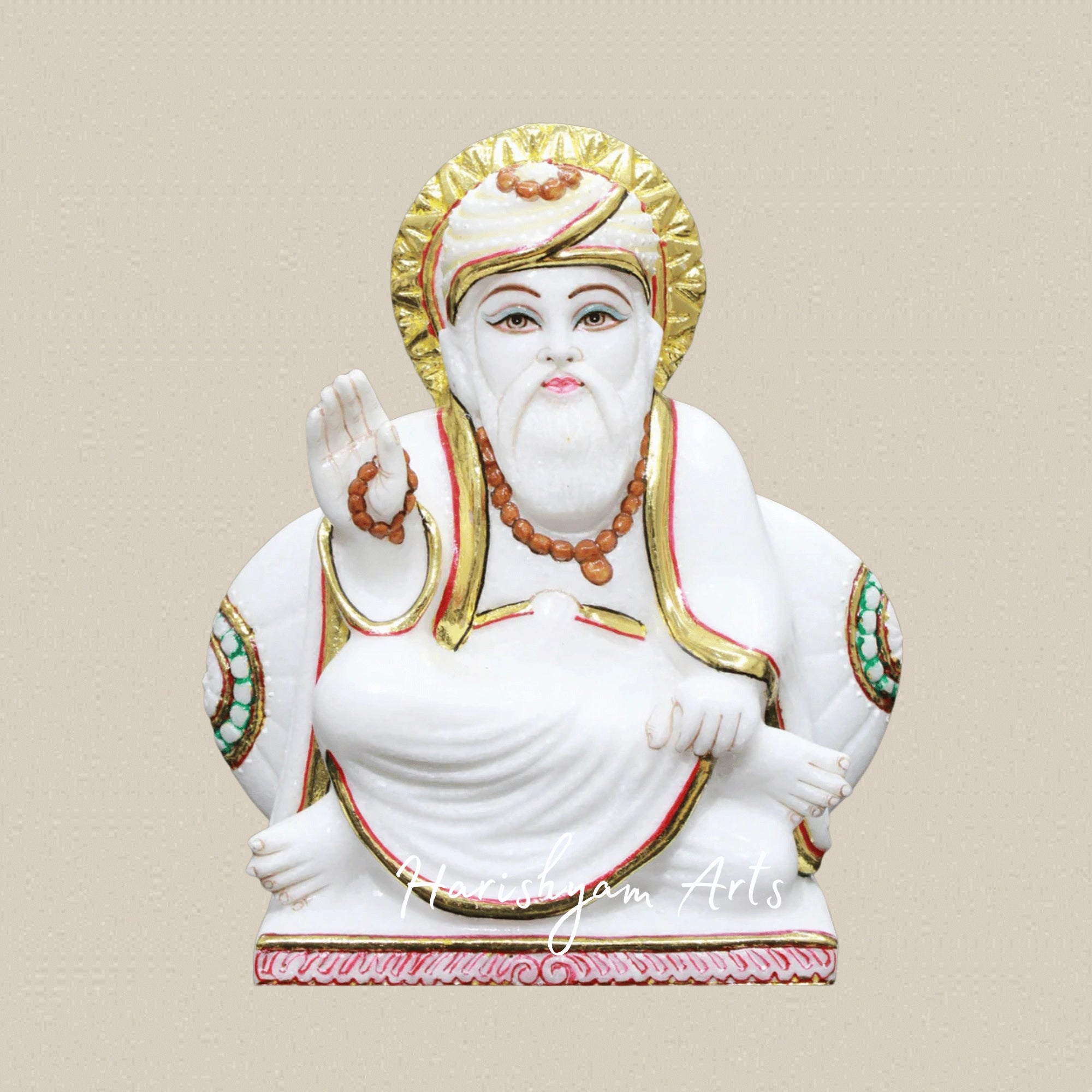 9" Guru Nanak Dev Ji Marble Idol for Prayer Rooms & Shrines