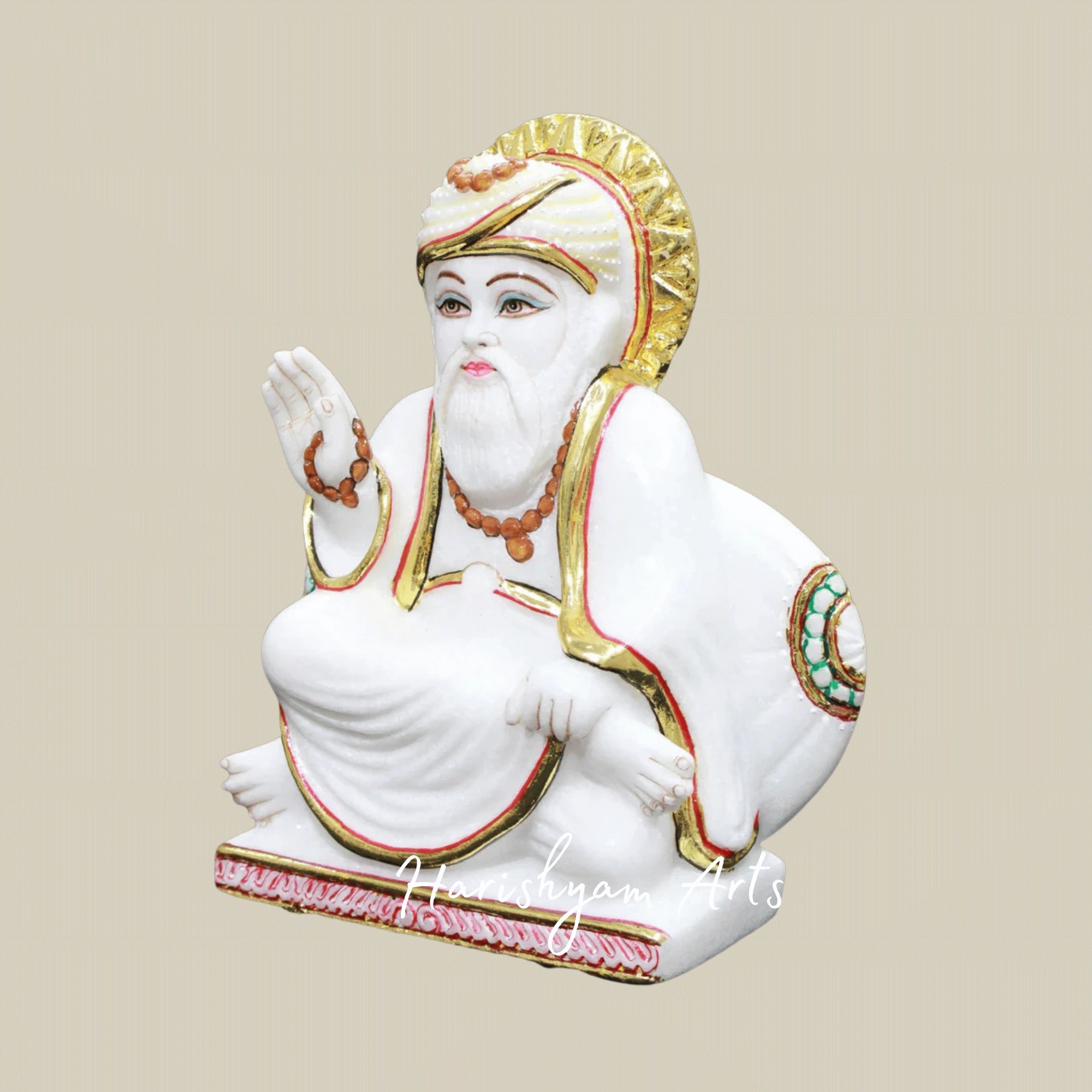 9" Guru Nanak Dev Ji Marble Idol for Prayer Rooms & Shrines