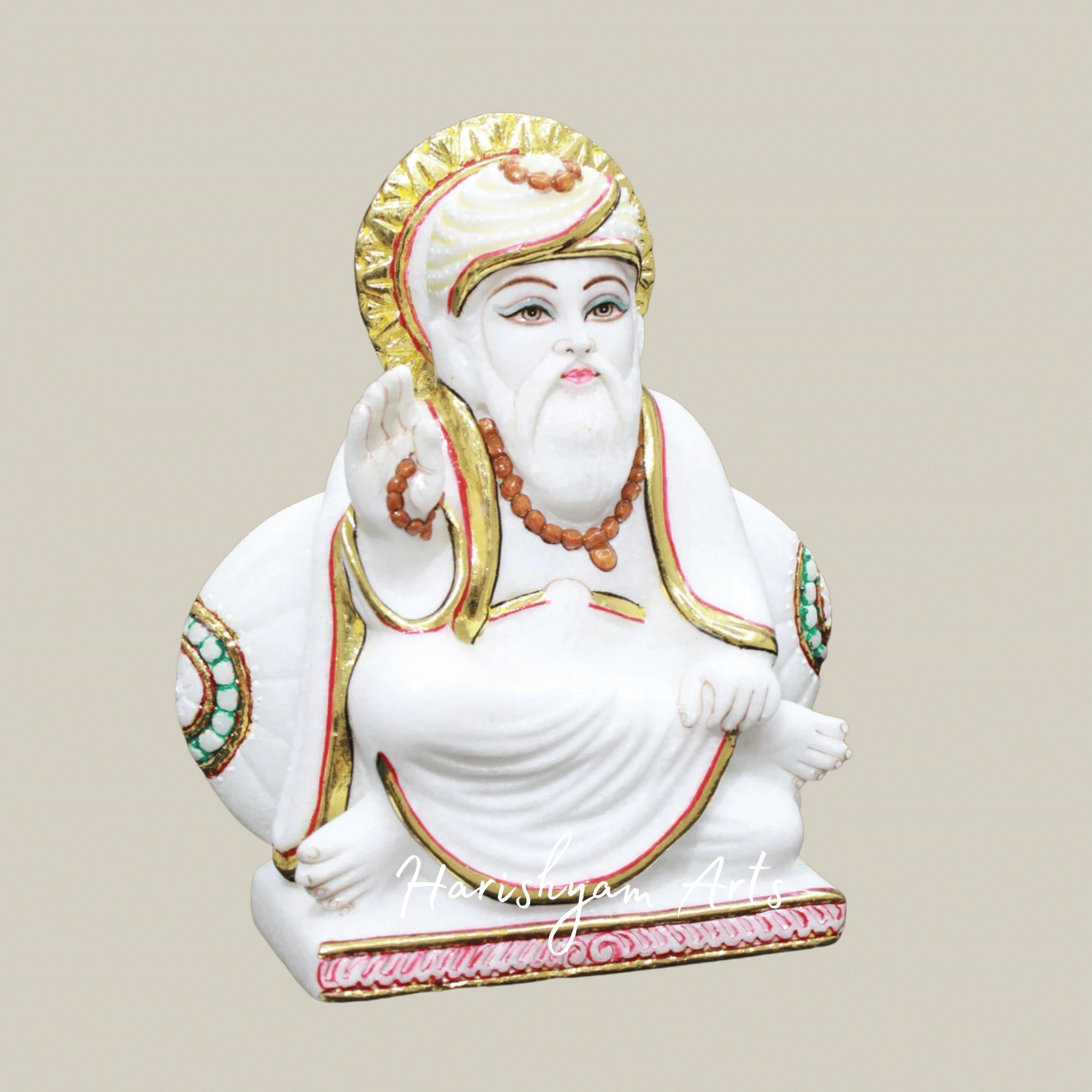 9" Guru Nanak Dev Ji Marble Idol for Prayer Rooms & Shrines