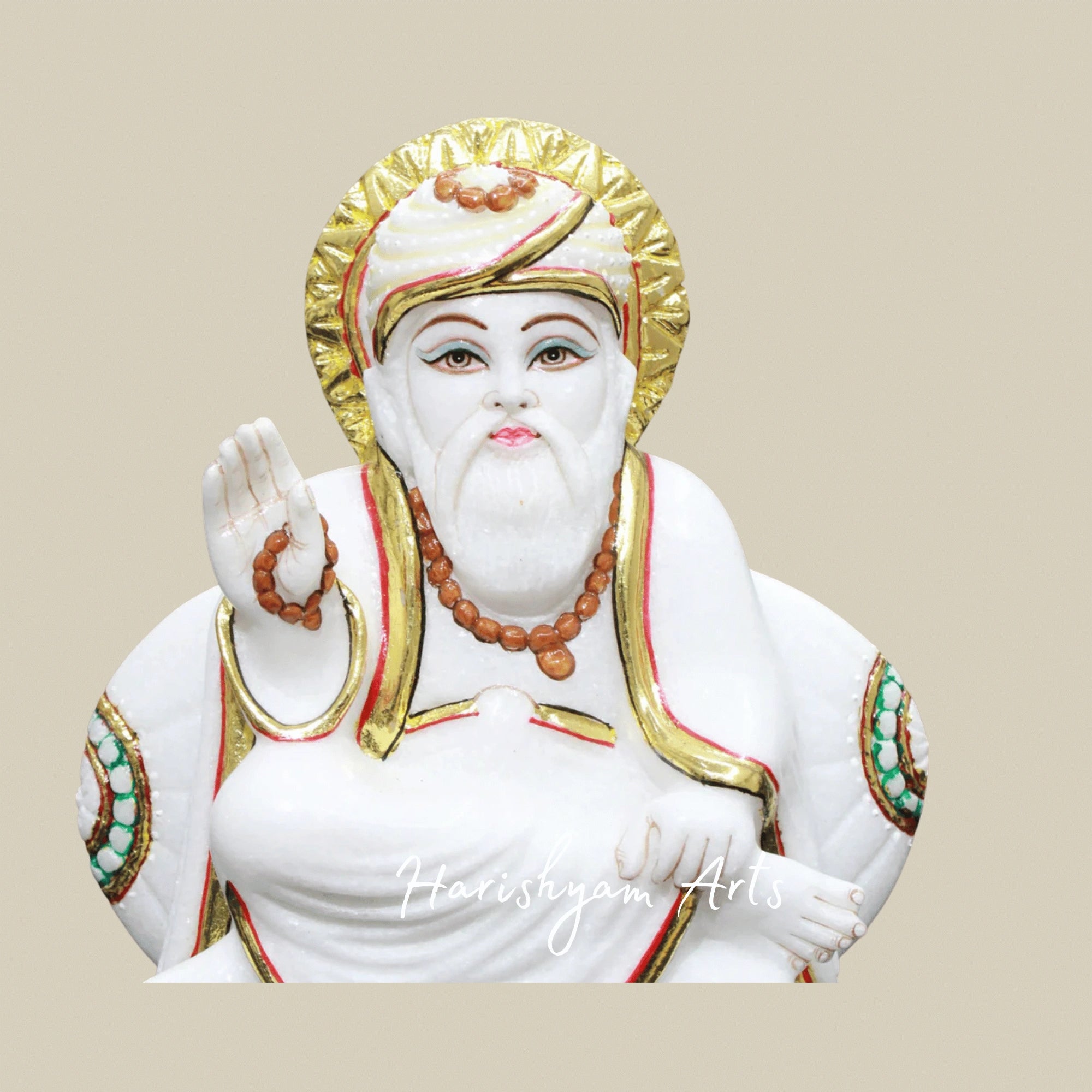 9" Guru Nanak Dev Ji Marble Idol for Prayer Rooms & Shrines