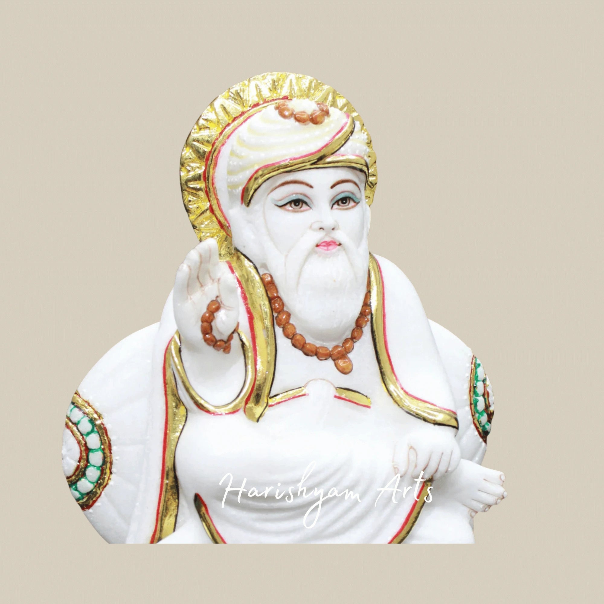 9" Guru Nanak Dev Ji Marble Idol for Prayer Rooms & Shrines