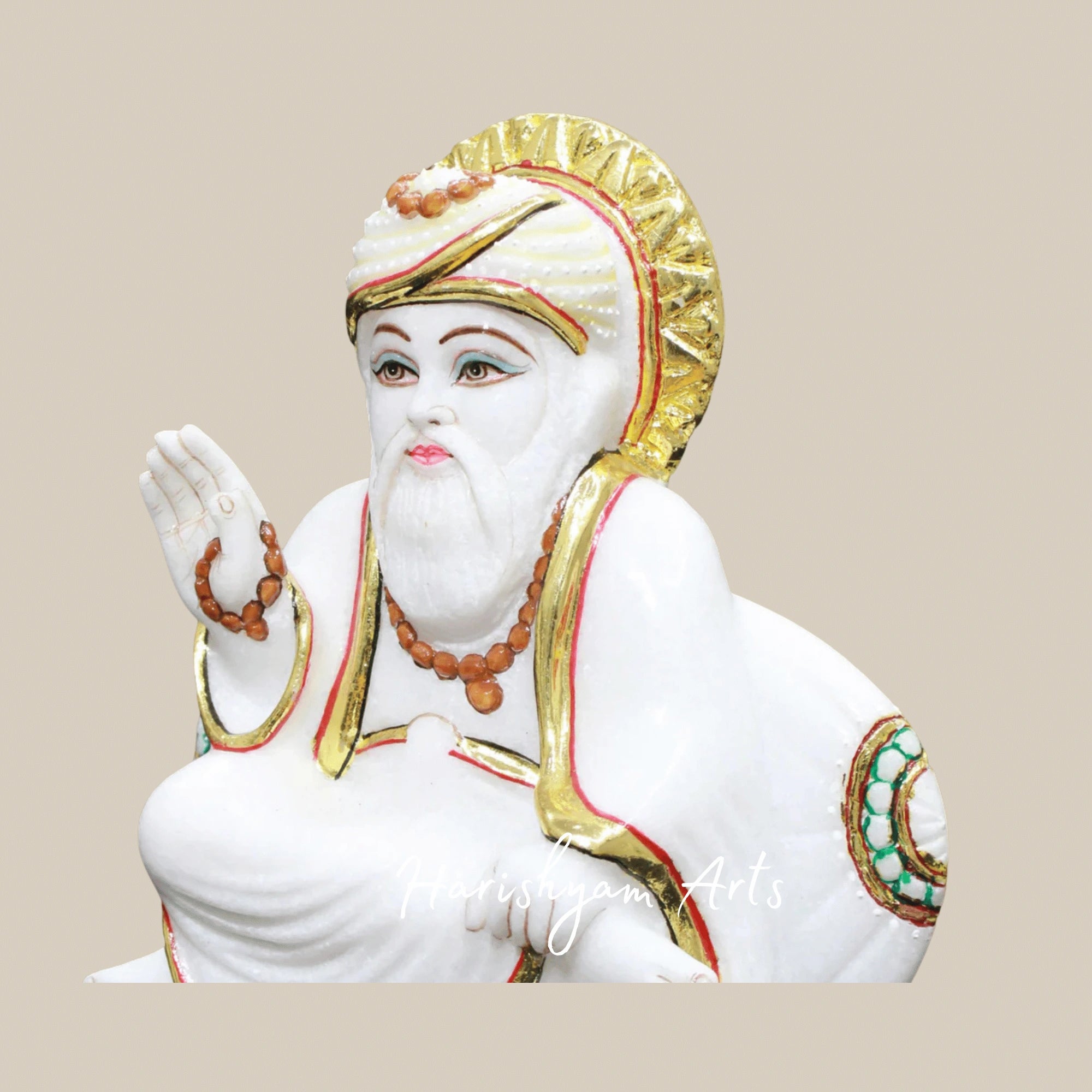 9" Guru Nanak Dev Ji Marble Idol for Prayer Rooms & Shrines
