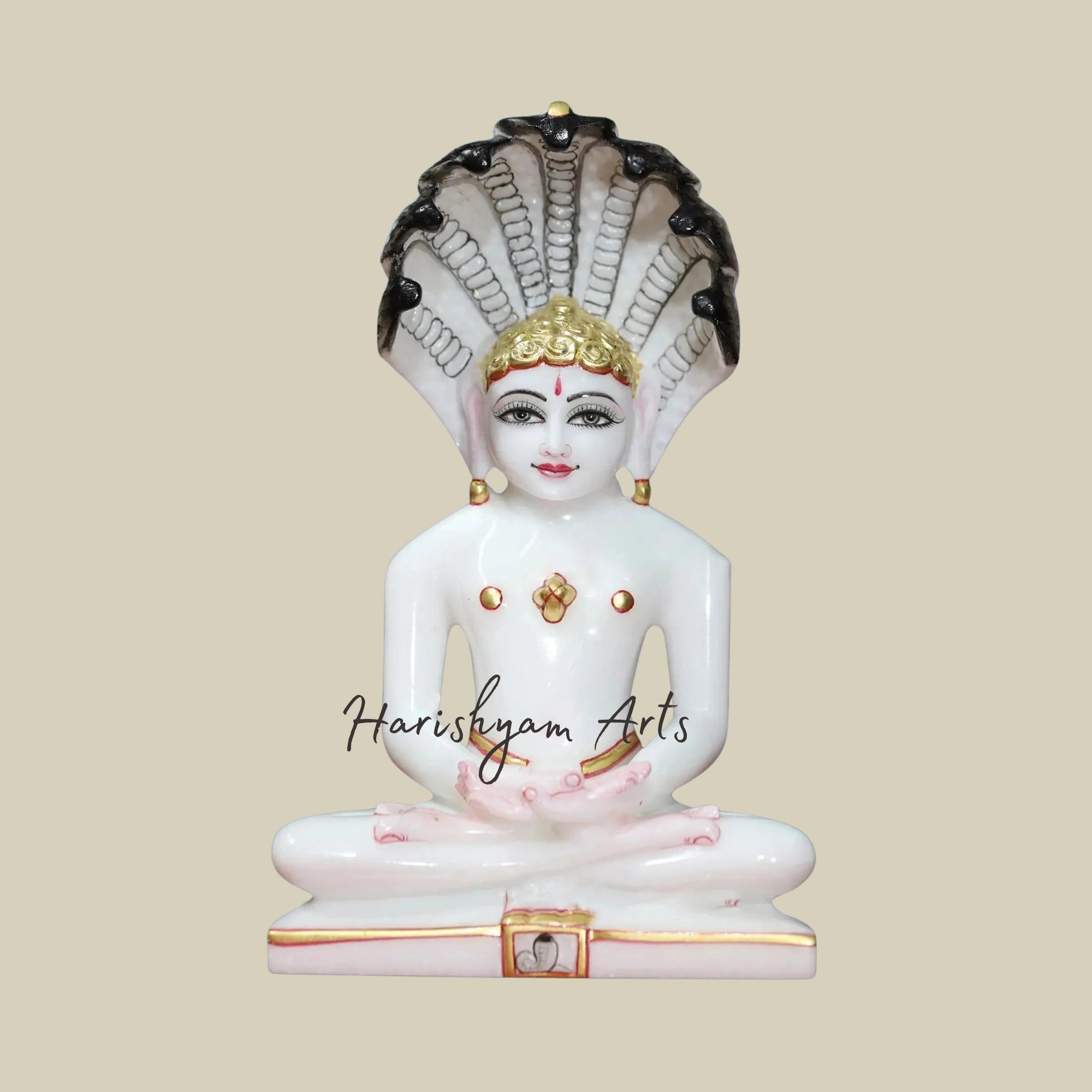 9" Handmade Parshwanath Marble Statue