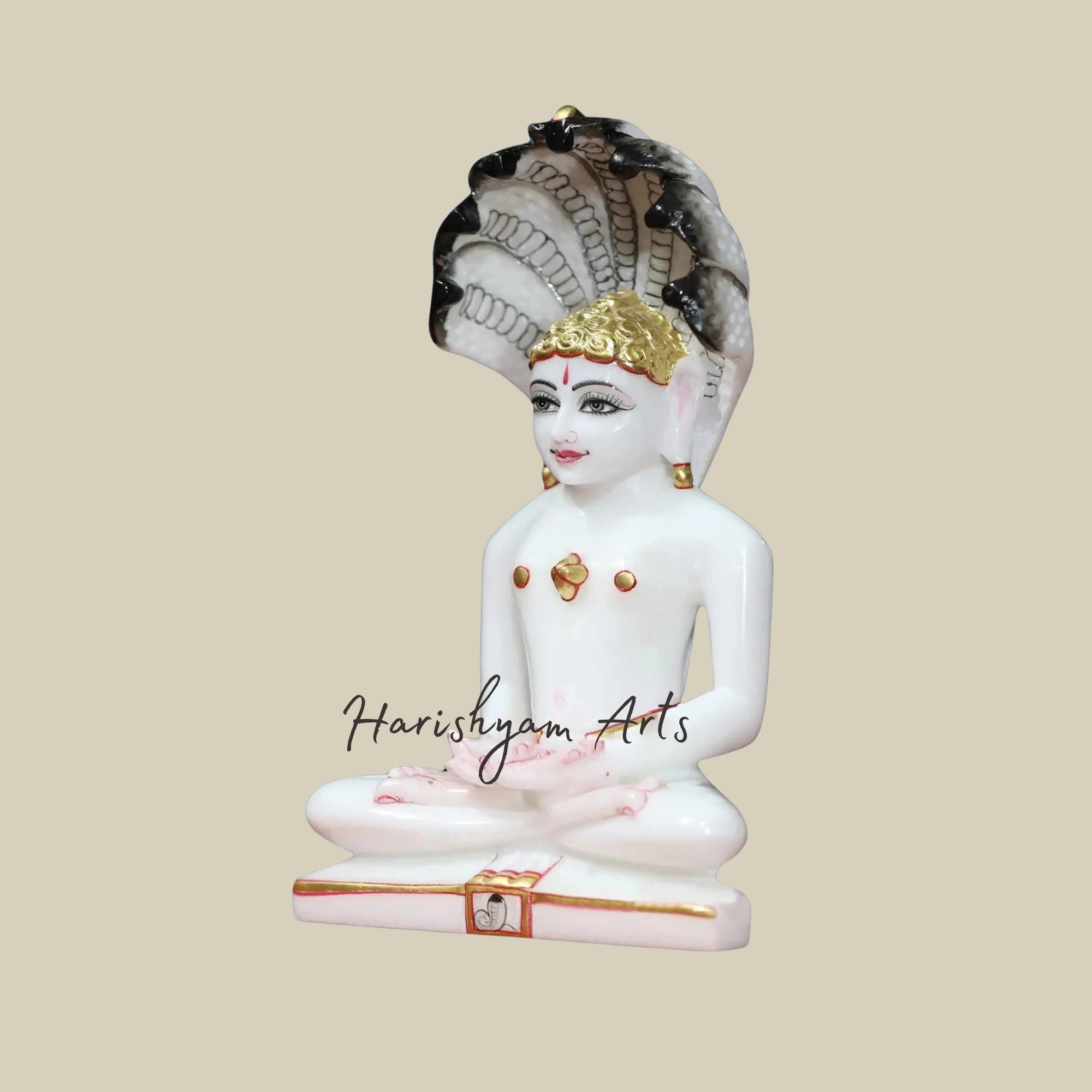 9" Handmade Parshwanath Marble Statue2