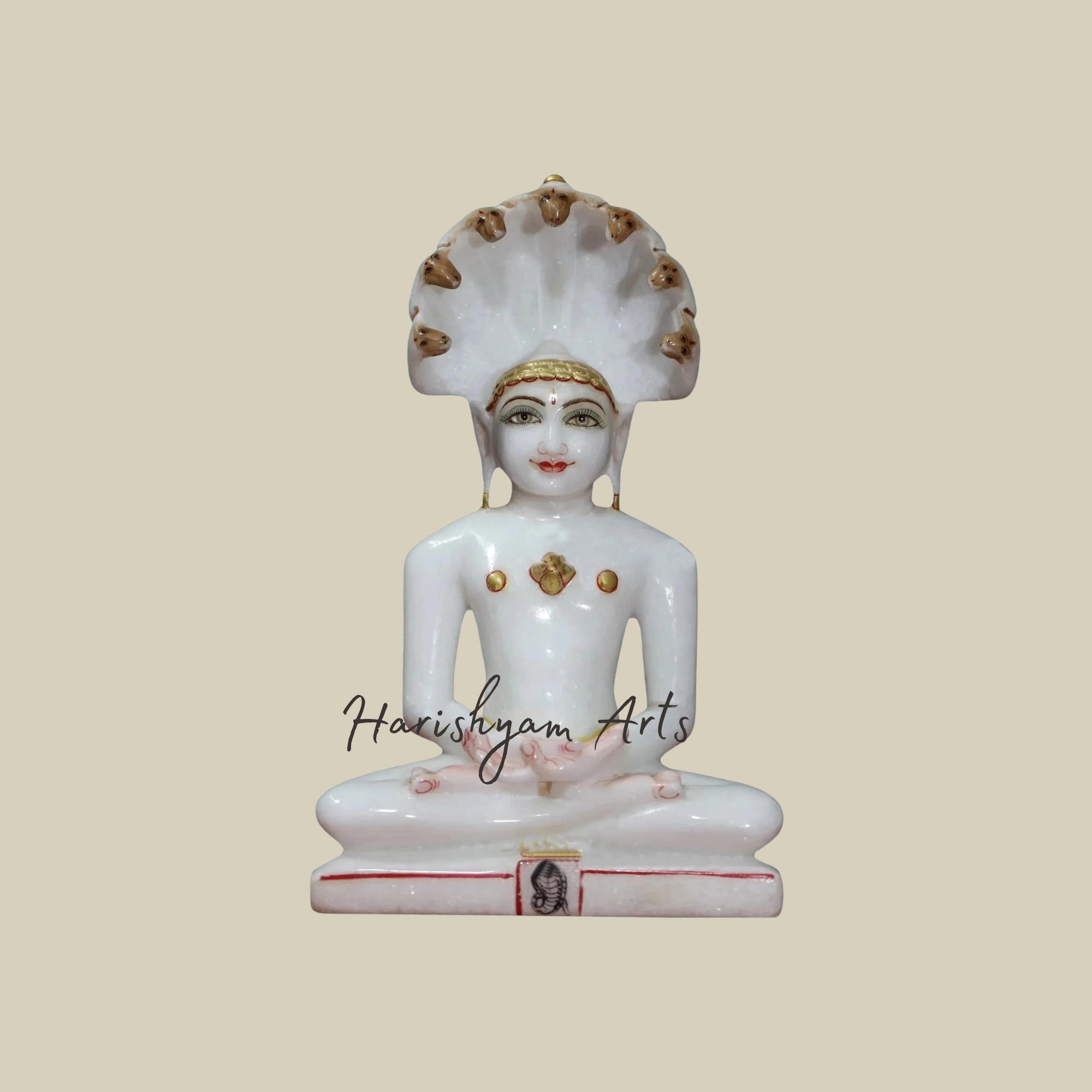 9" White Makrana Marble Parshwanath Statue1