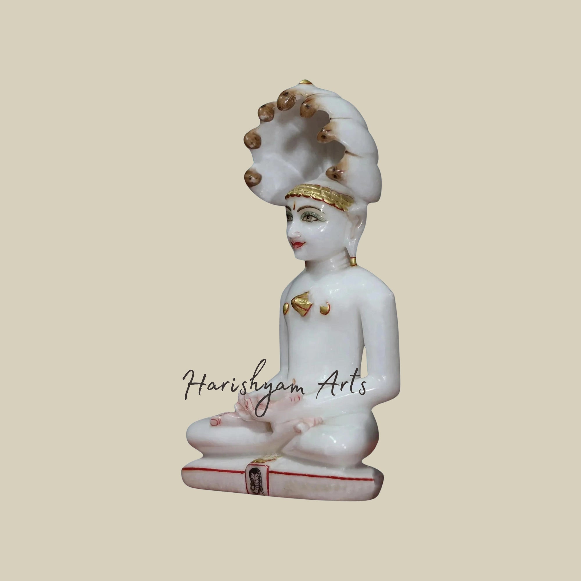 9" White Makrana Marble Parshwanath Statue2