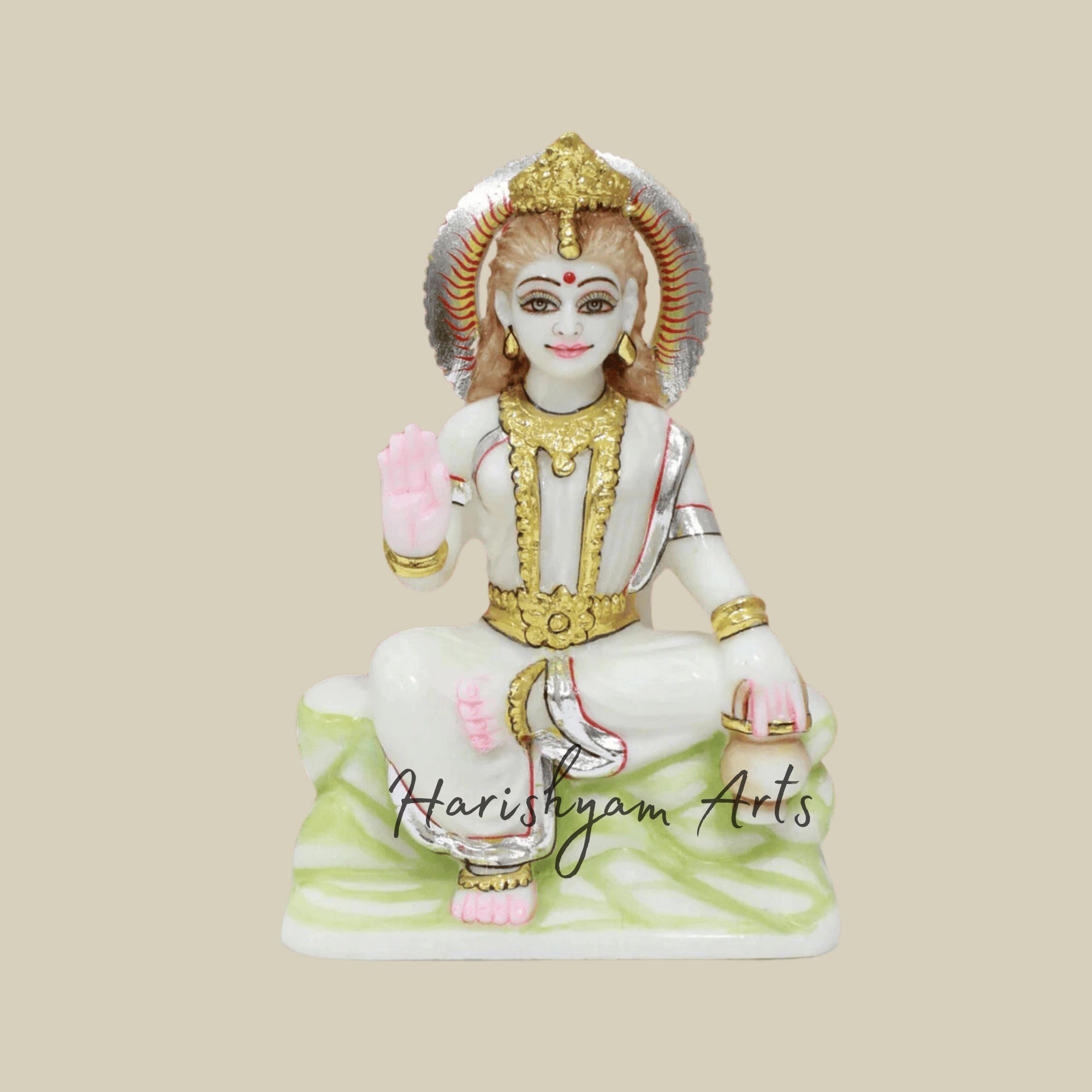 9 inches Small Makrana Marble Parvati Maa Statue4