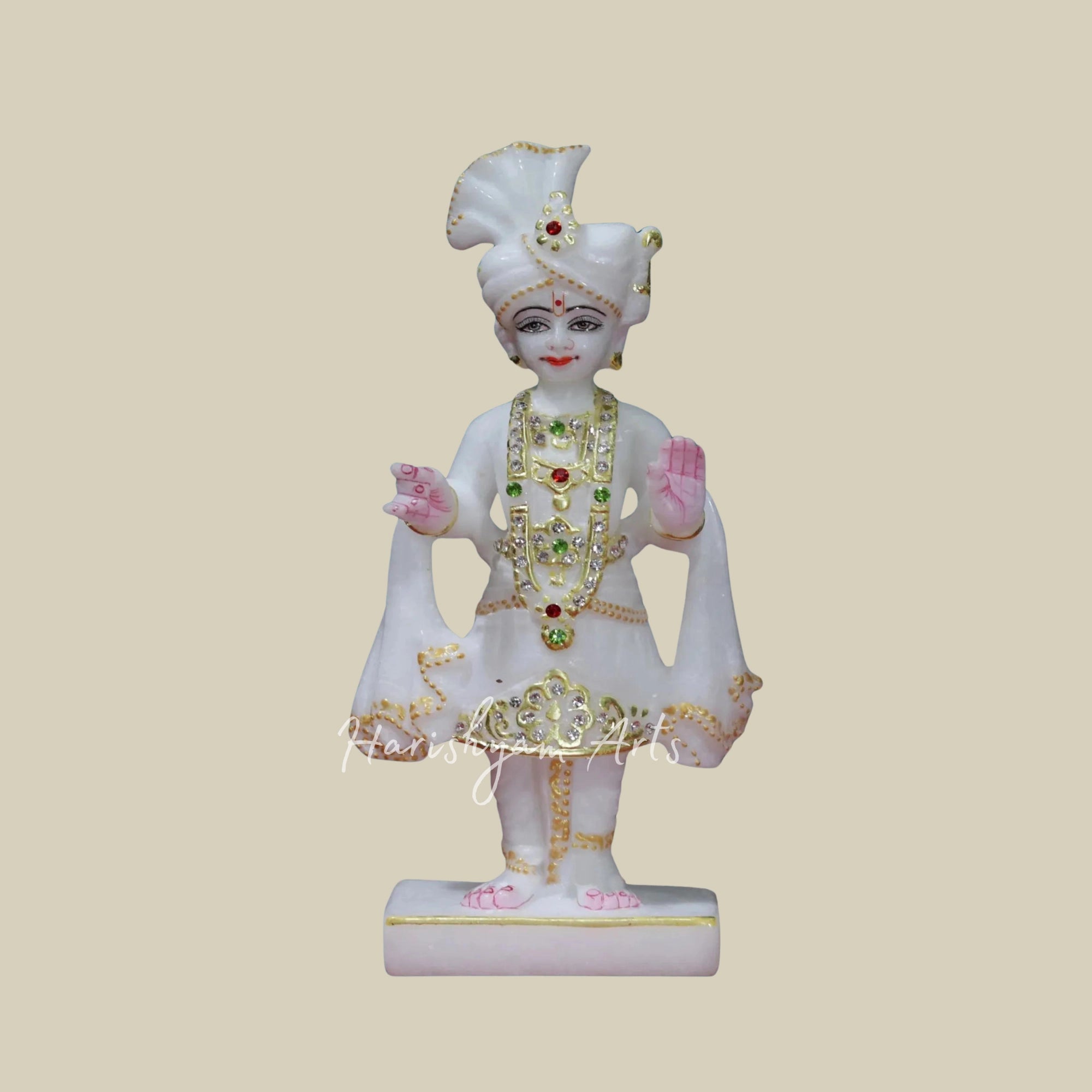 9" Small Swami Narayan White Marble Idol3