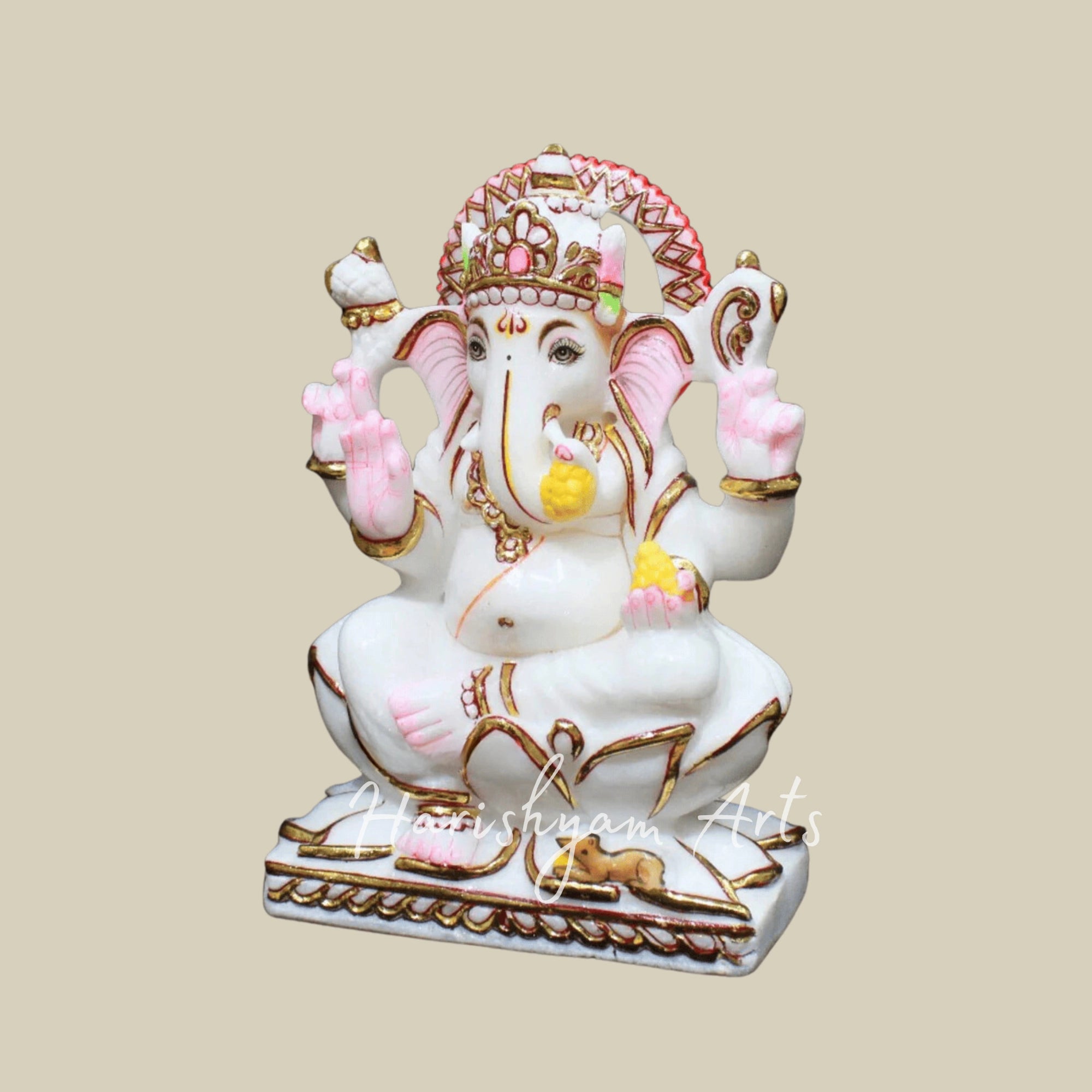 9 inches marble ganesh laxmi Moorti1