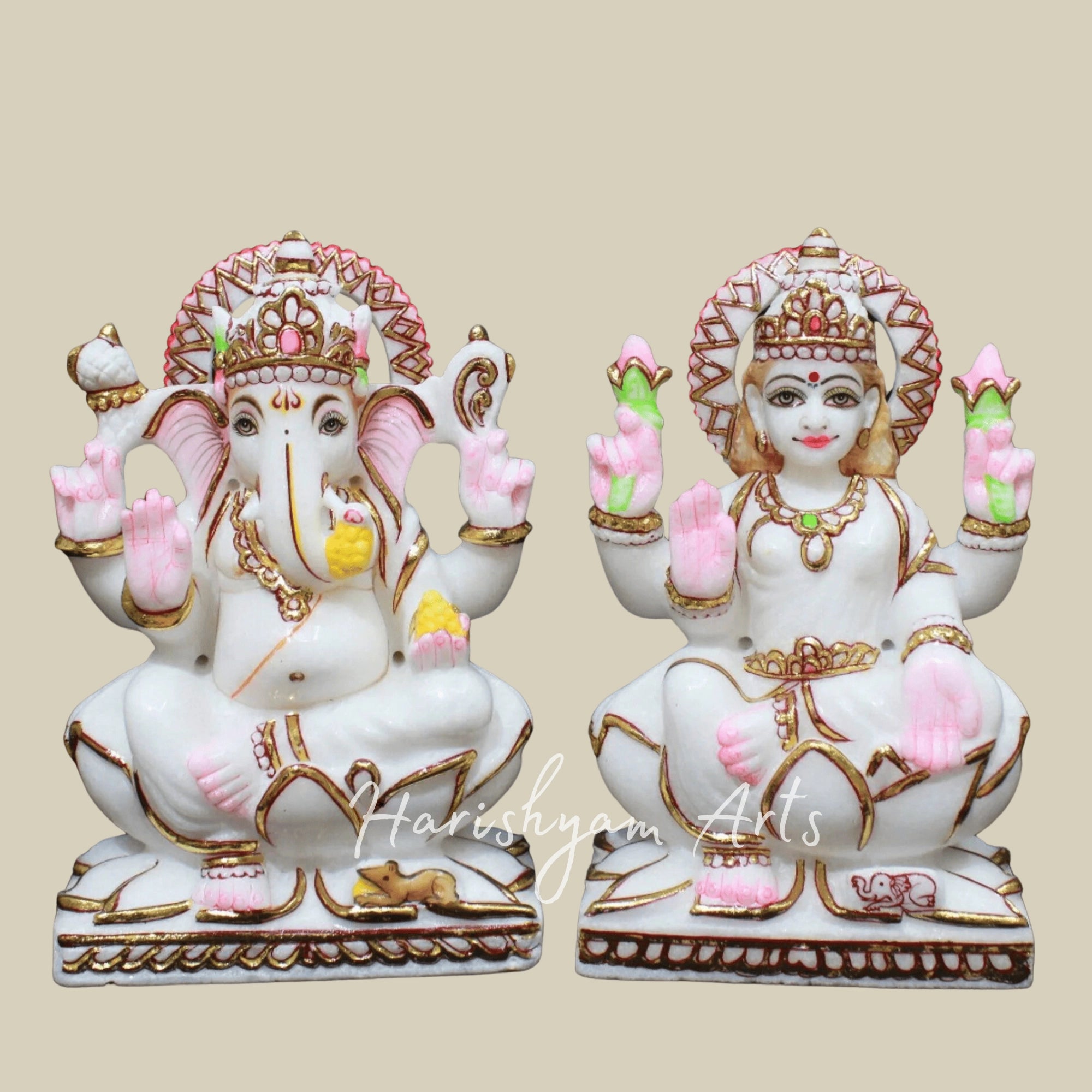 9 inches marble ganesh laxmi Moorti6