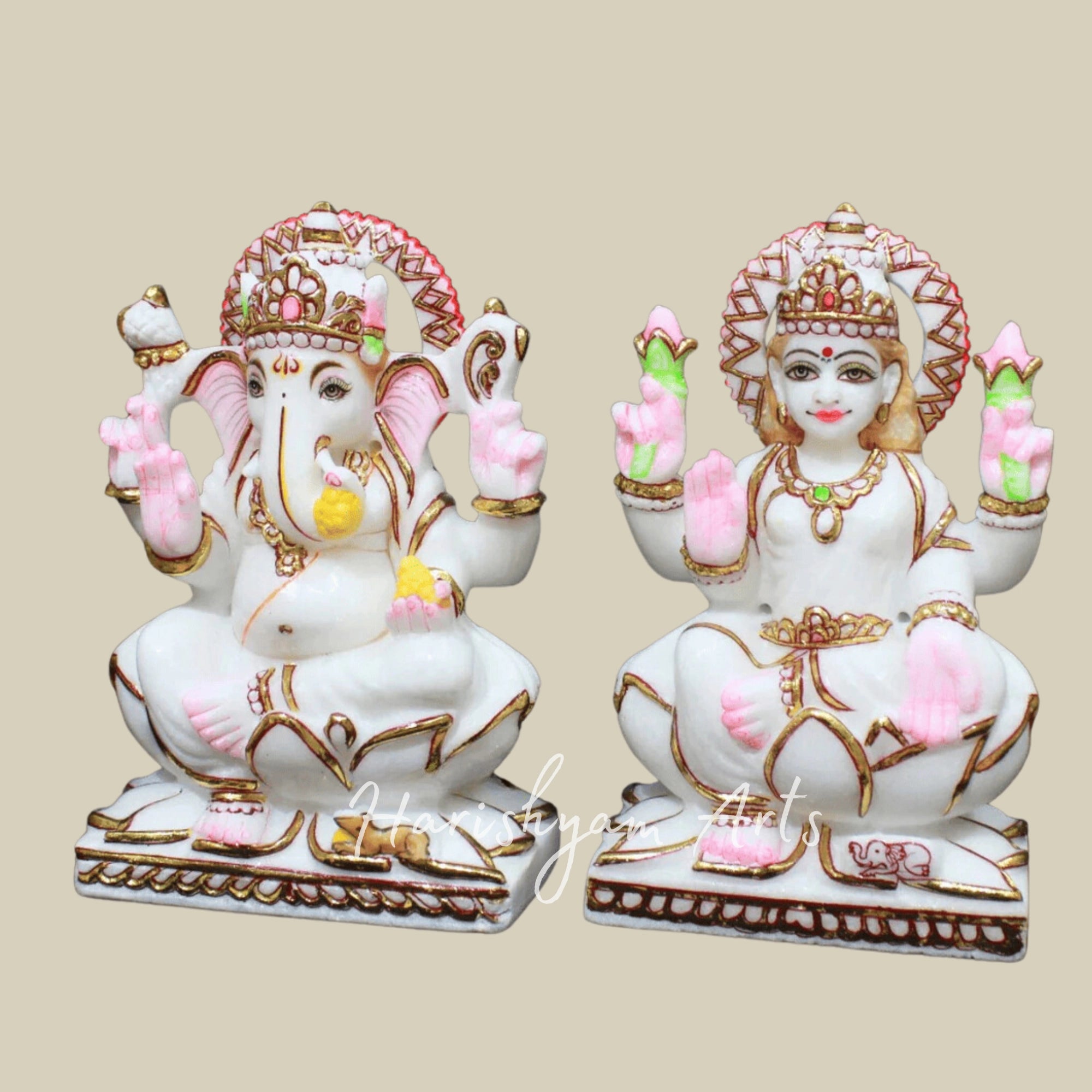 9 inches marble ganesh laxmi Moorti7