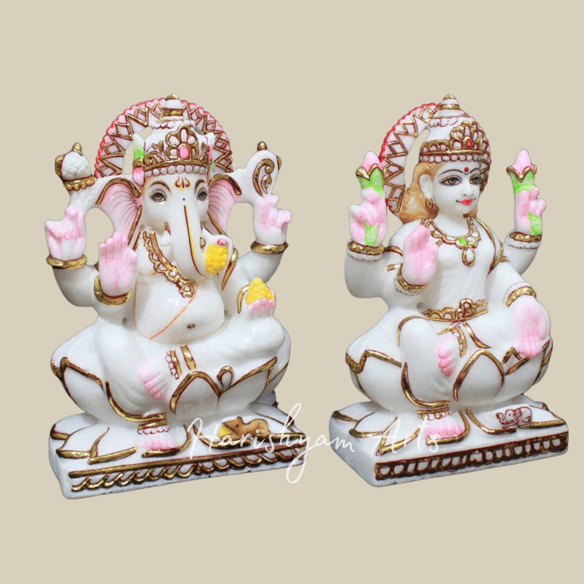 9 inches marble ganesh laxmi Moorti8