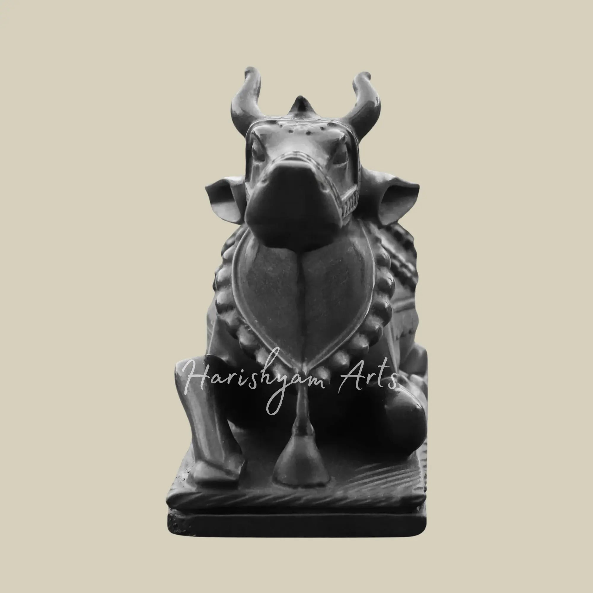 9 inches Black Marble Nandi Idol for Sale1