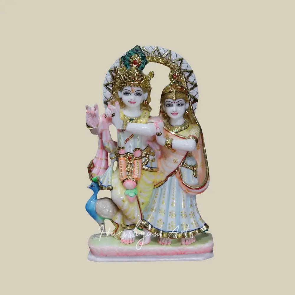 9" Radharani With Krishna Marble Statue