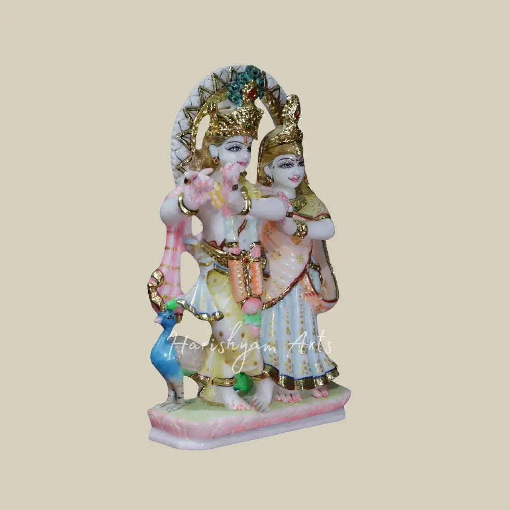 9" Radharani With Krishna Marble Statue