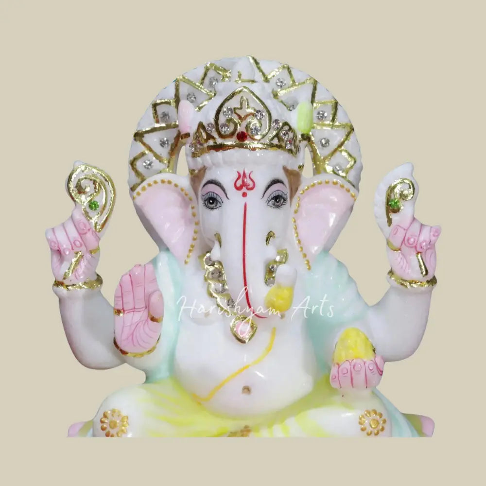 9" Small Marble Ganpati Idol