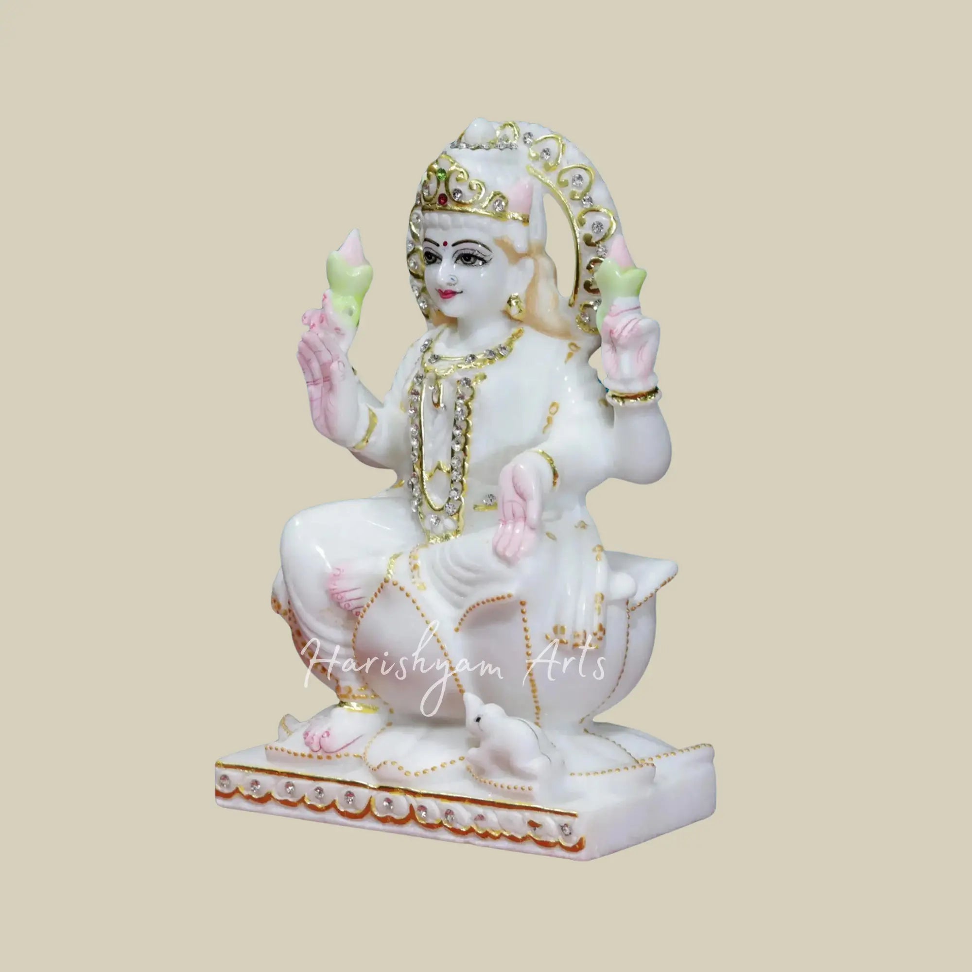 9 inches Small laxmi mata makrana marble statue 3