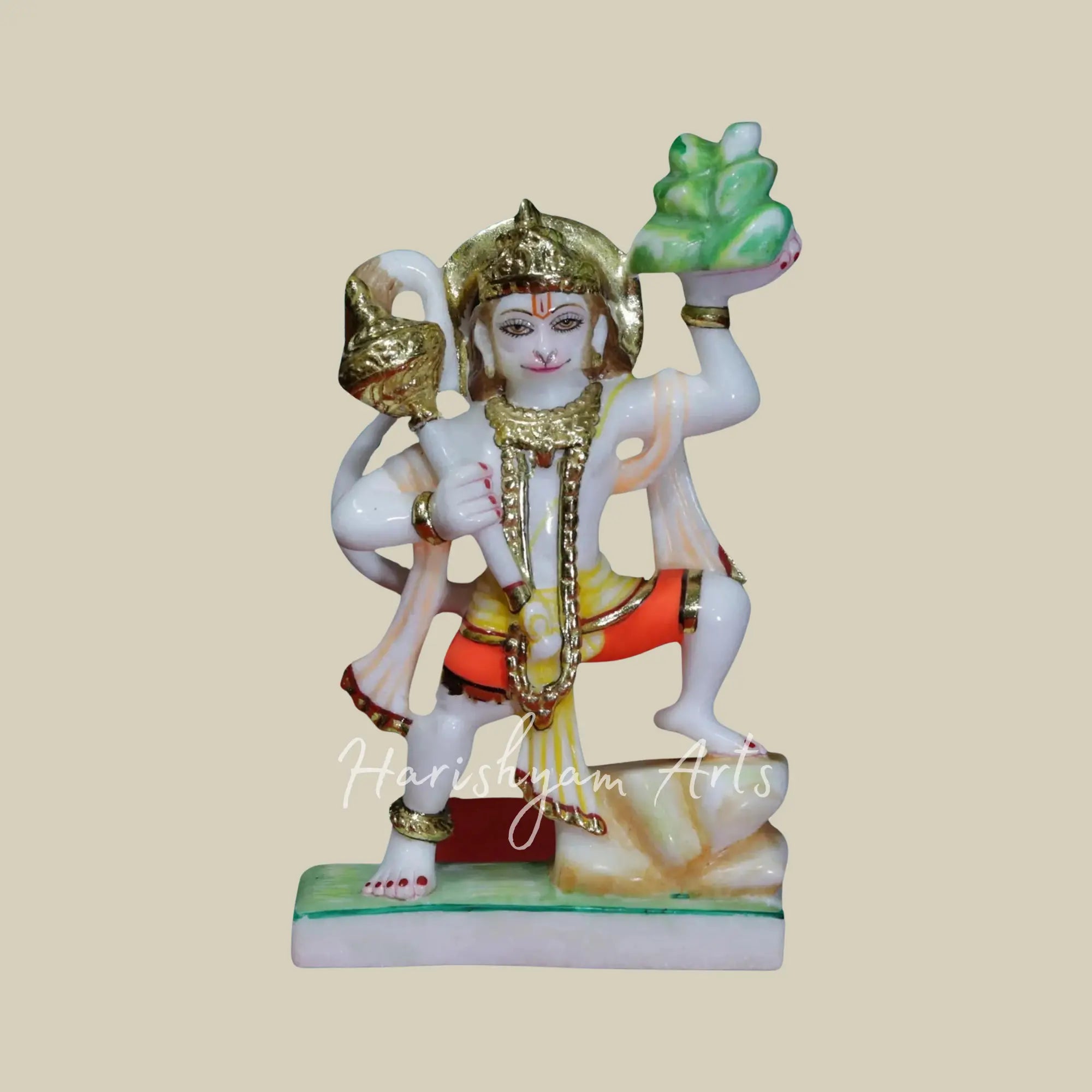 9 inches White Makrana Marble Statue of Lord Veer Hanuman