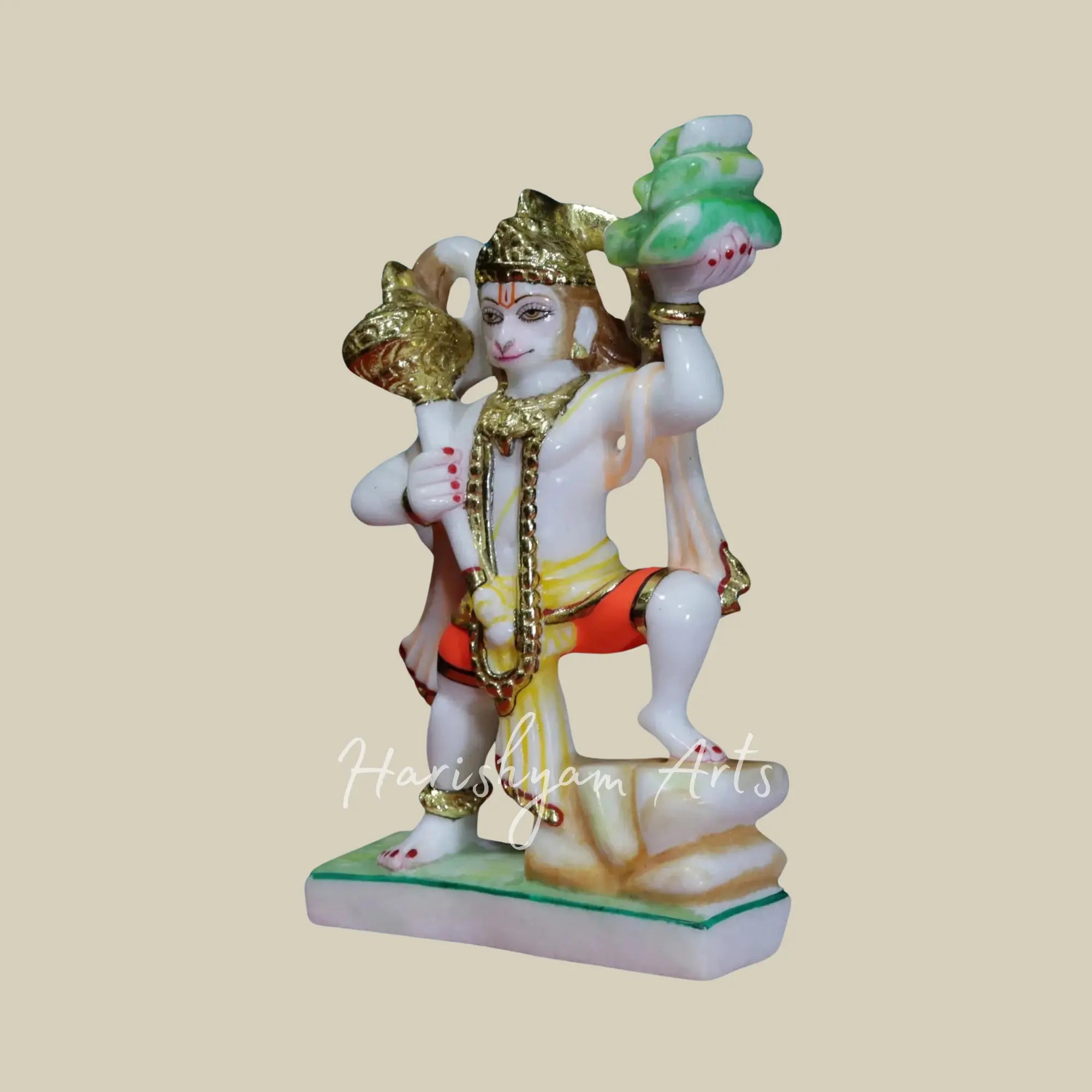 9 inches White Makrana Marble Statue of Lord Veer Hanuman 1