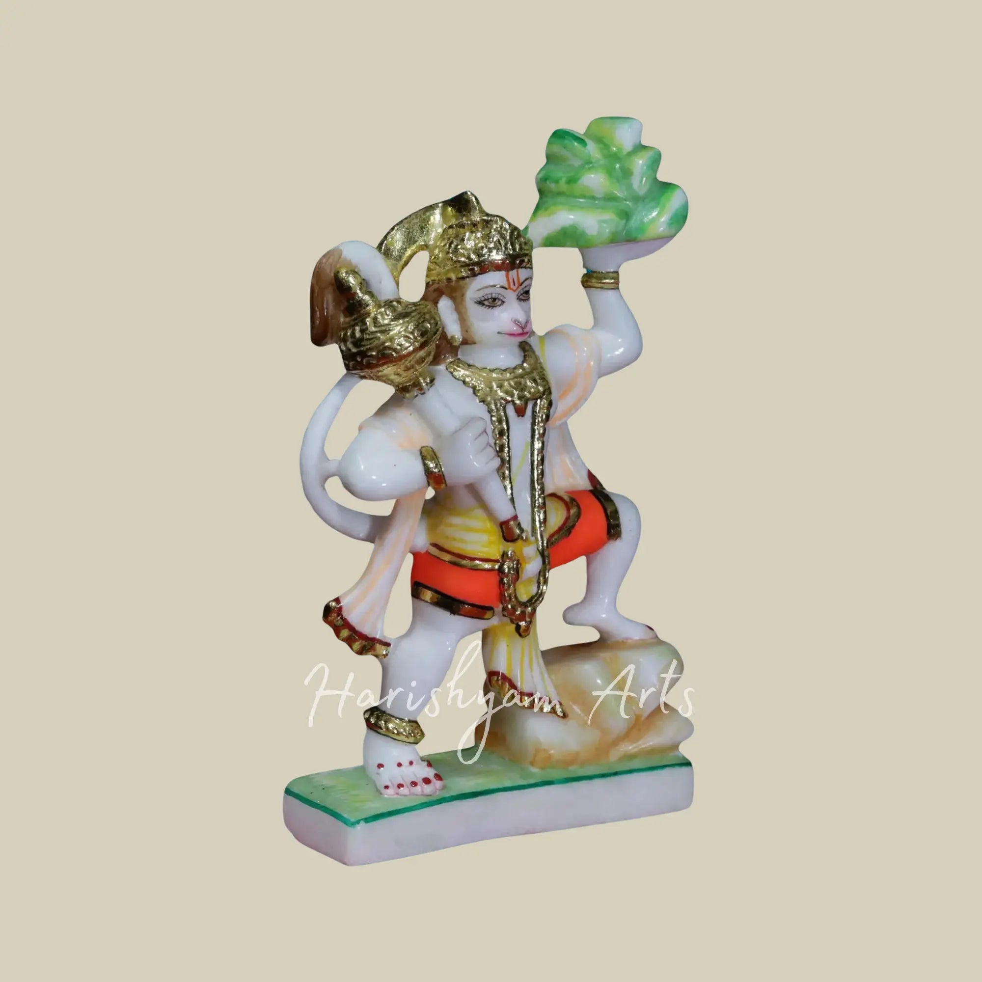 9 inches White Makrana Marble Statue of Lord Veer Hanuman2