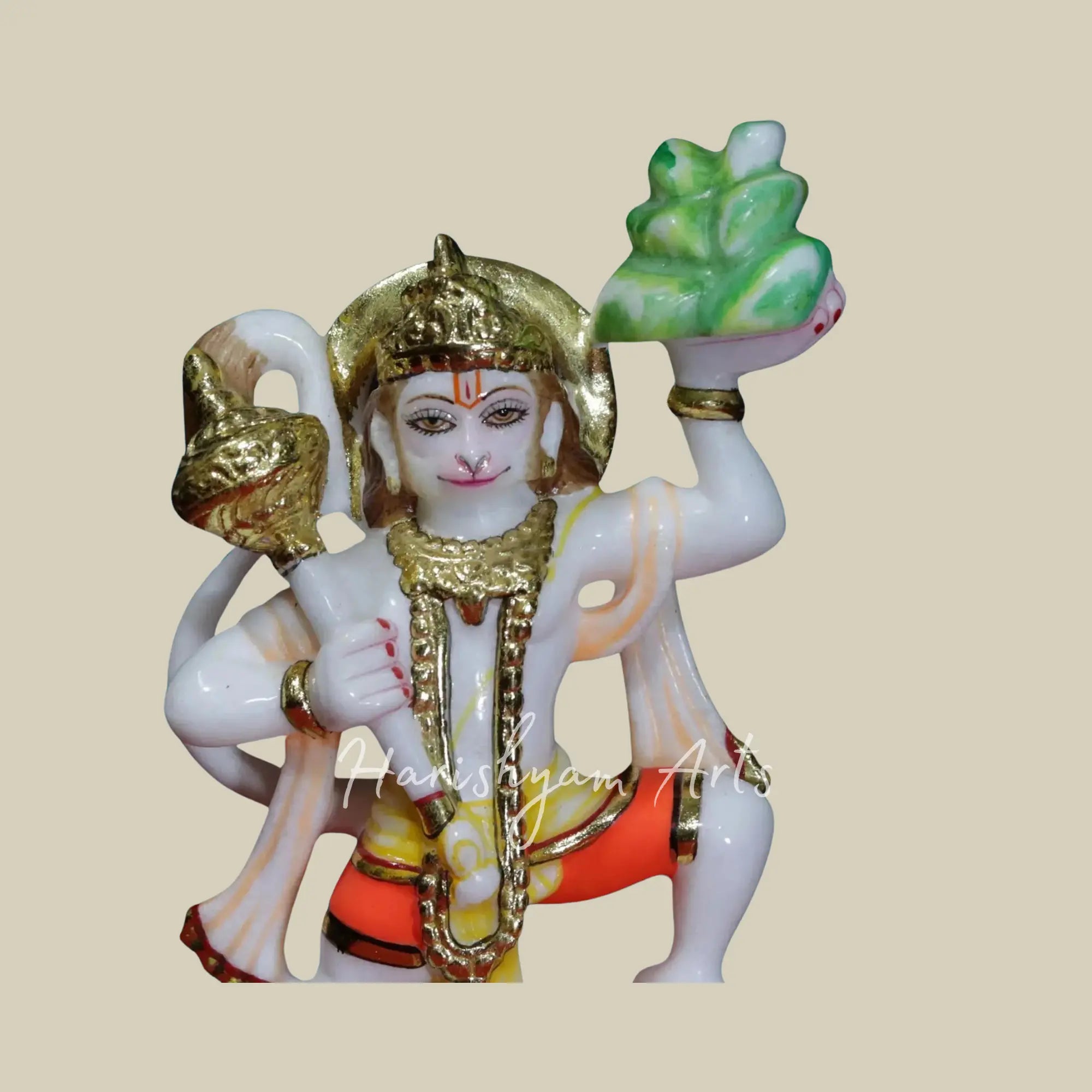 9 inches White Makrana Marble Statue of Lord Veer Hanuman3