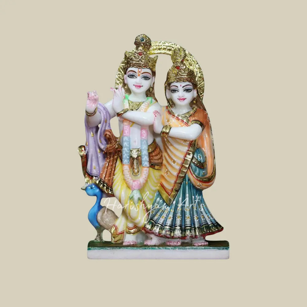 9" marble radha krishna idol