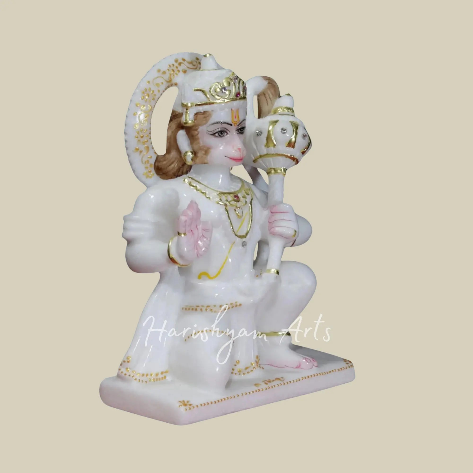 9 inches small hanuman ji white marble idol