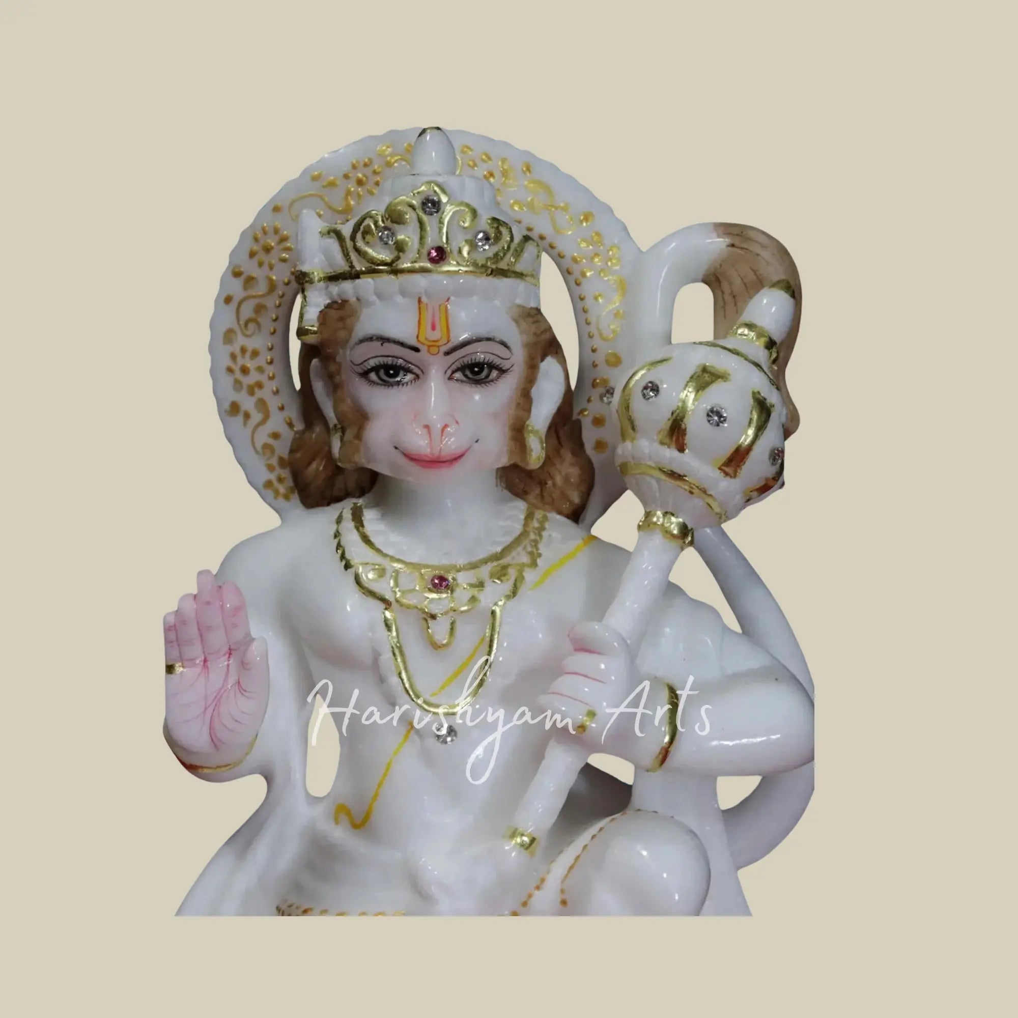 9 inches small hanuman ji white marble idol 1