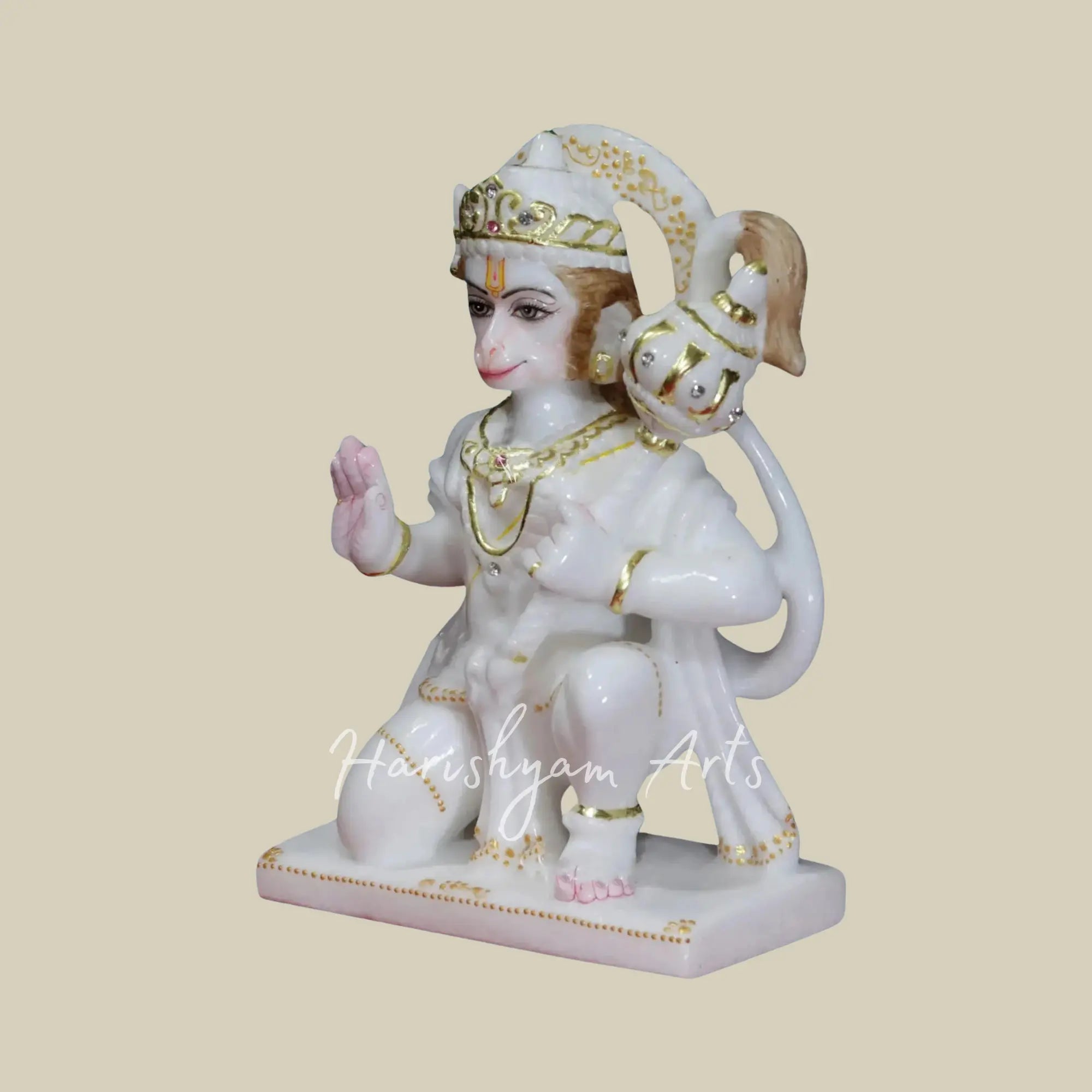 9 inches small hanuman ji white marble idol 2