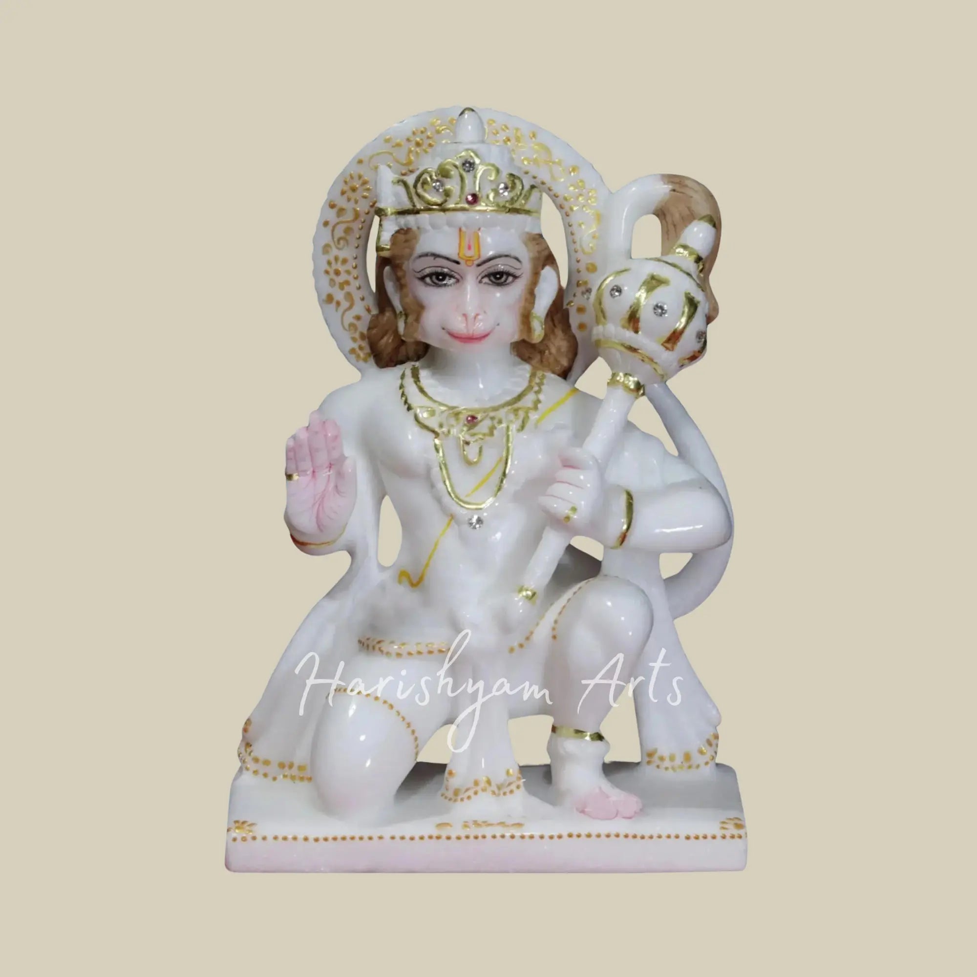 9 inches small hanuman ji white marble idol 3