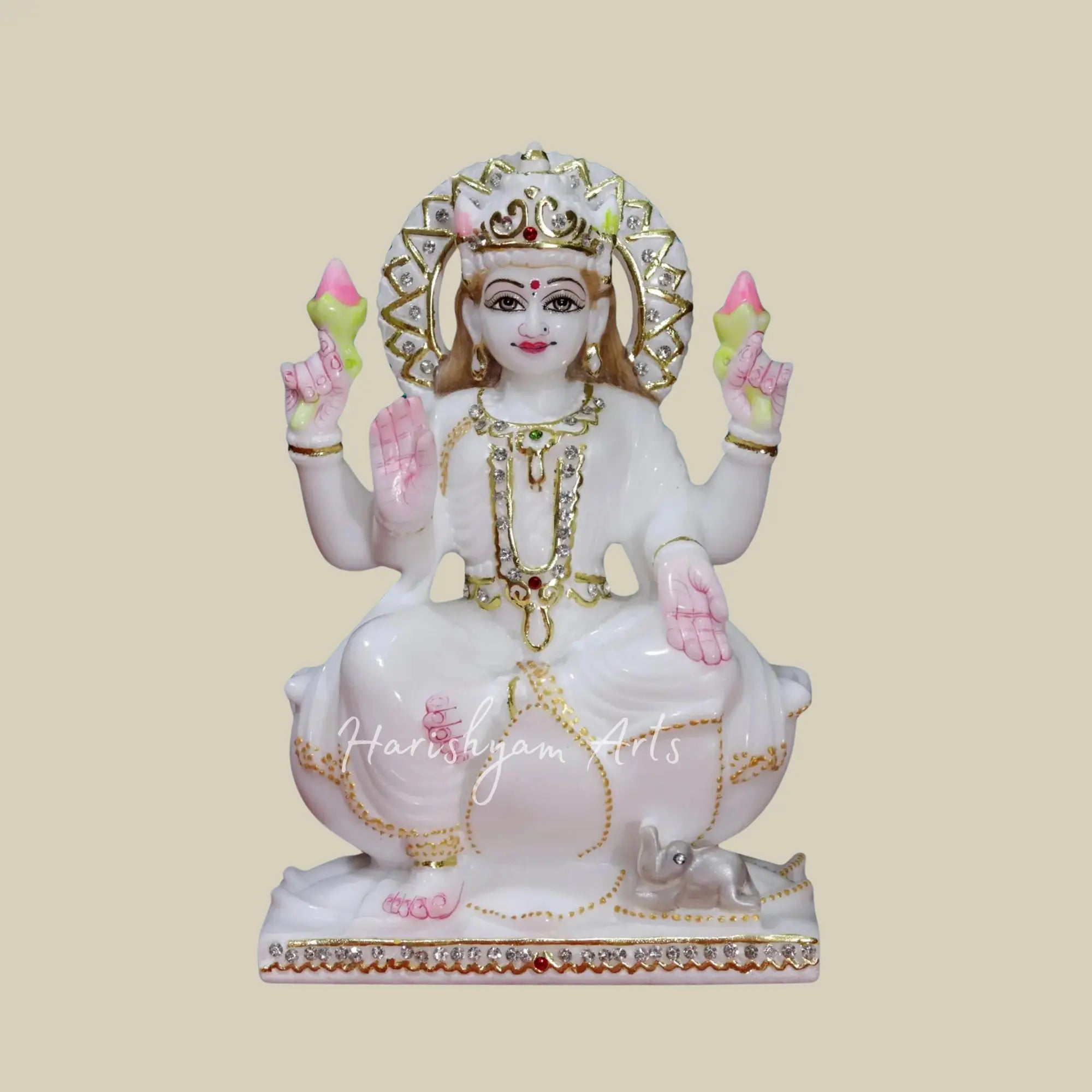 9 inches super white makrana marble laxmi mata idol