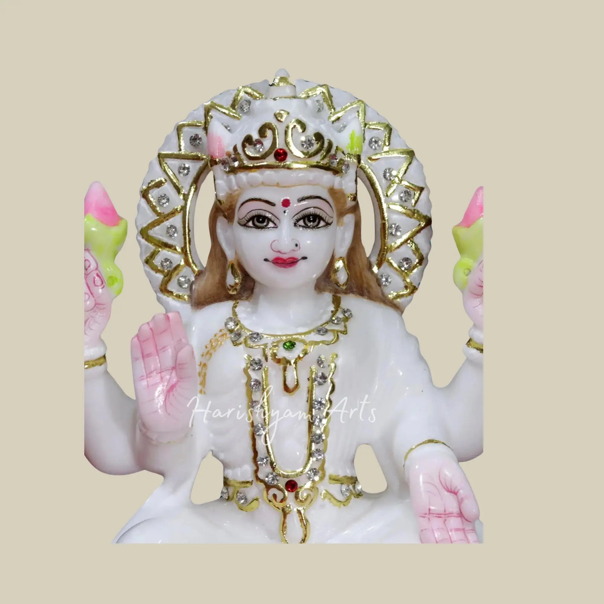 9 inches super white makrana marble laxmi mata idol 1