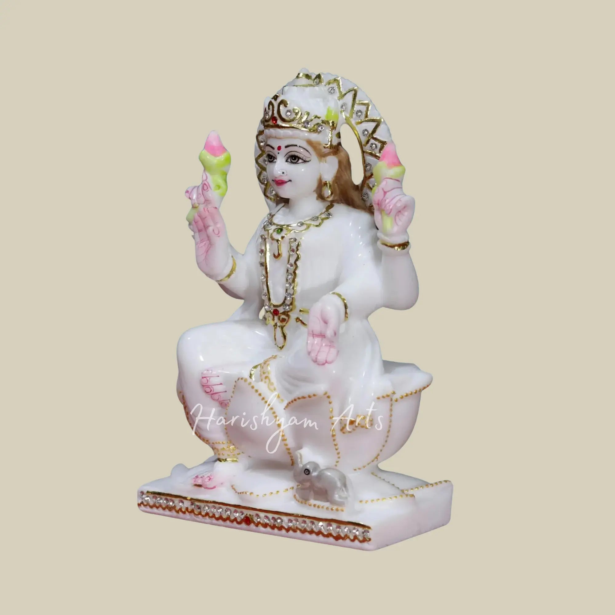 9 inches super white makrana marble laxmi mata idol 3