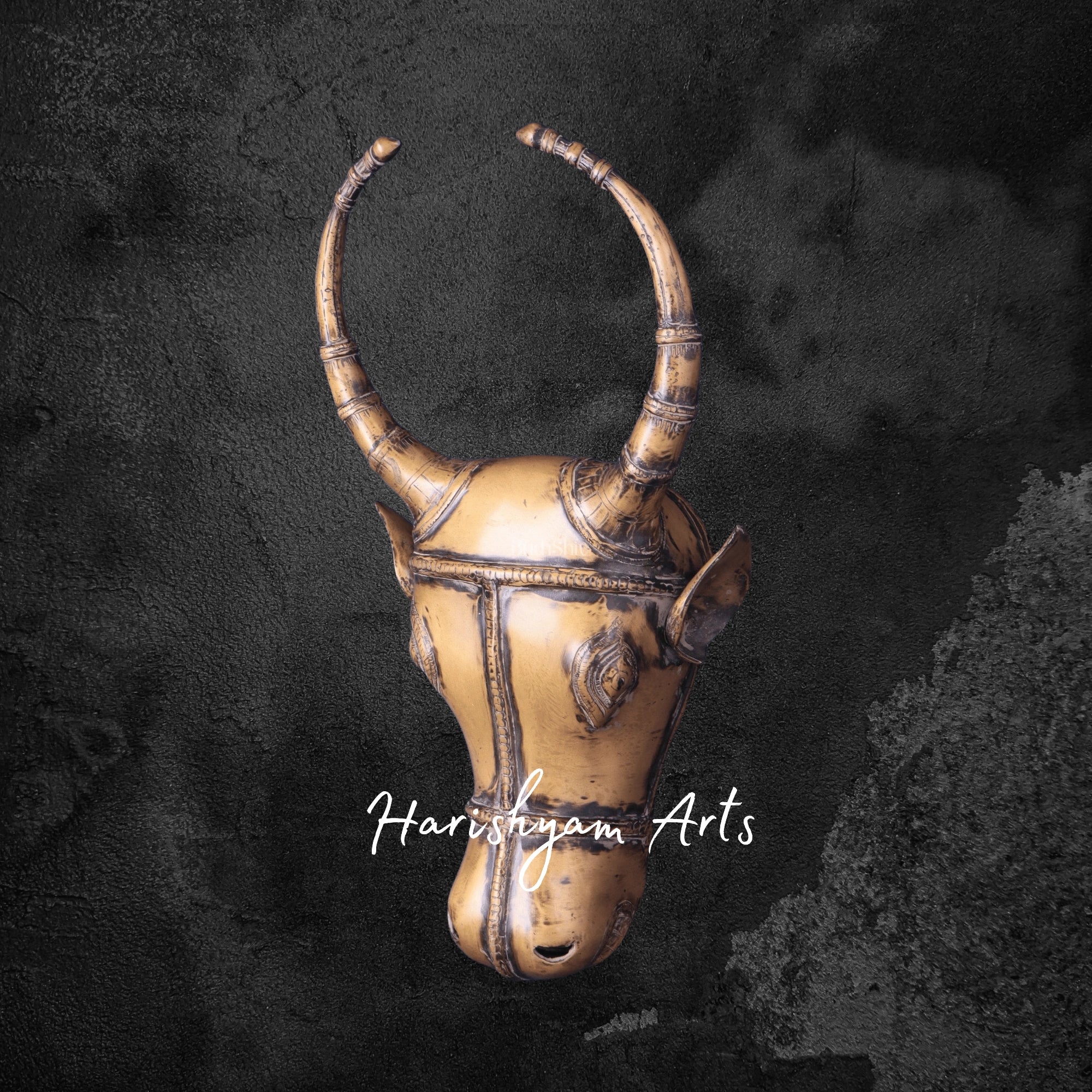 Antique Brass Bull Face Wall Decor for Home and Office