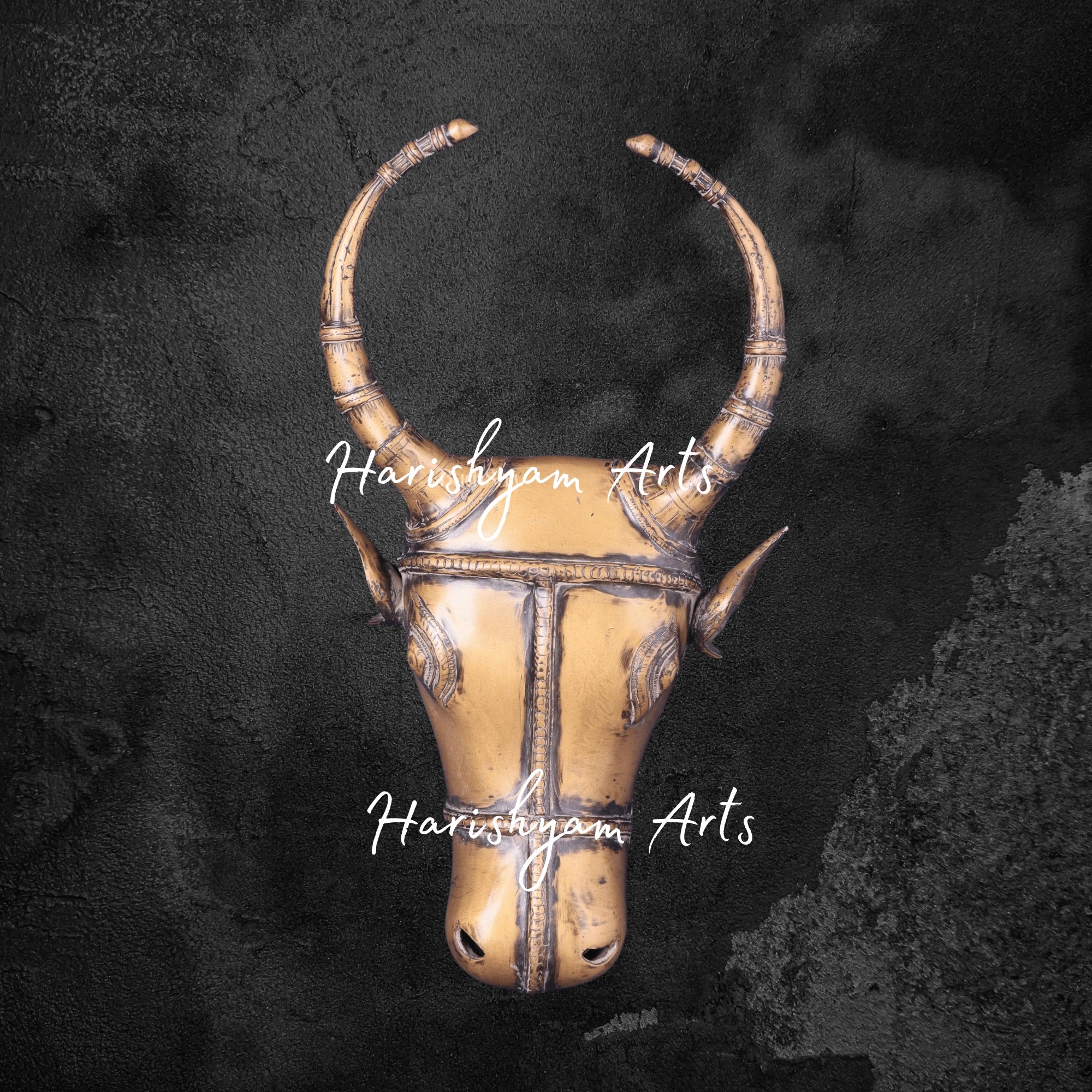 Antique Brass Bull Face Wall Decor for Home and Office