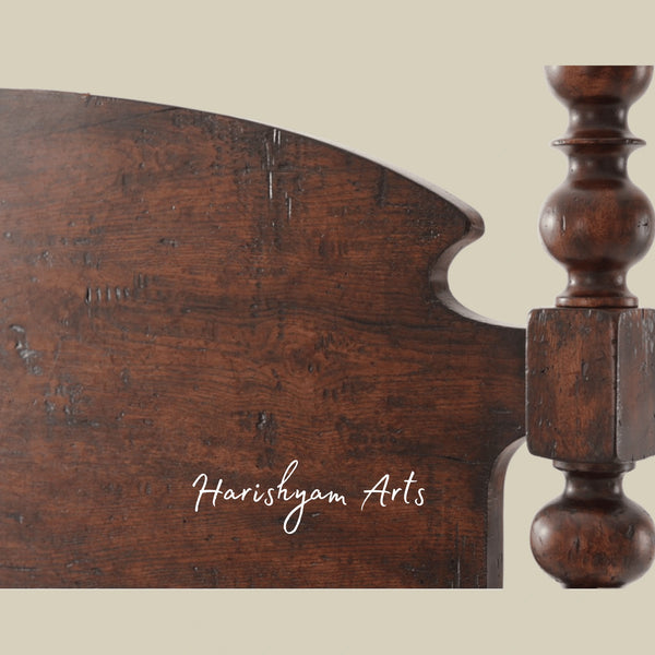Antique Colonial Wooden Four Poster Bed Frame