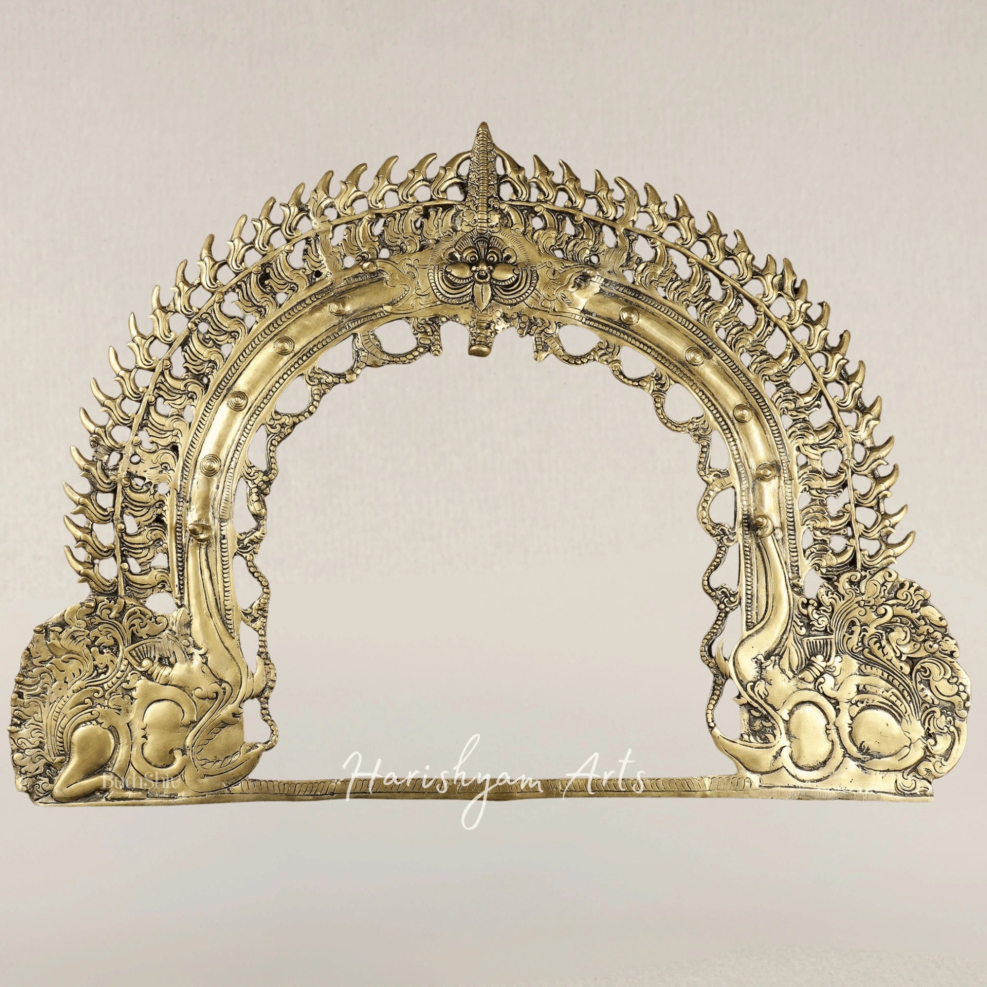 Antique Finish Brass Prabhavali Arch Wall Decor for Temples