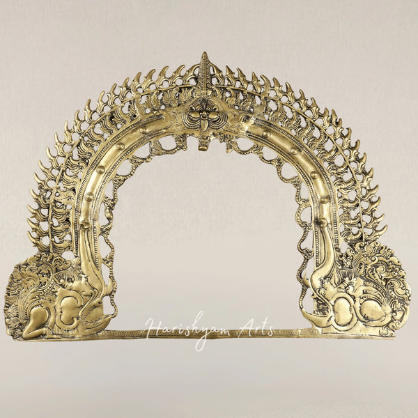 Antique Finish Brass Prabhavali Arch Wall Decor for Temples