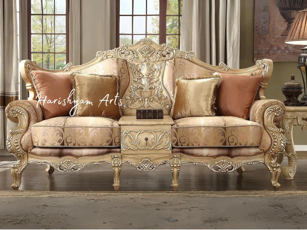 Antique Gold Luxury Chenille 4-Piece Sofa Set