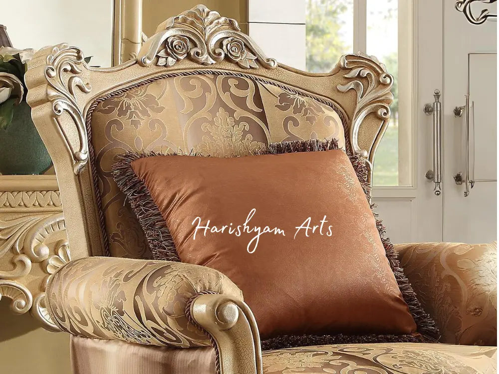 Antique Gold Luxury Chenille 4-Piece Sofa Set